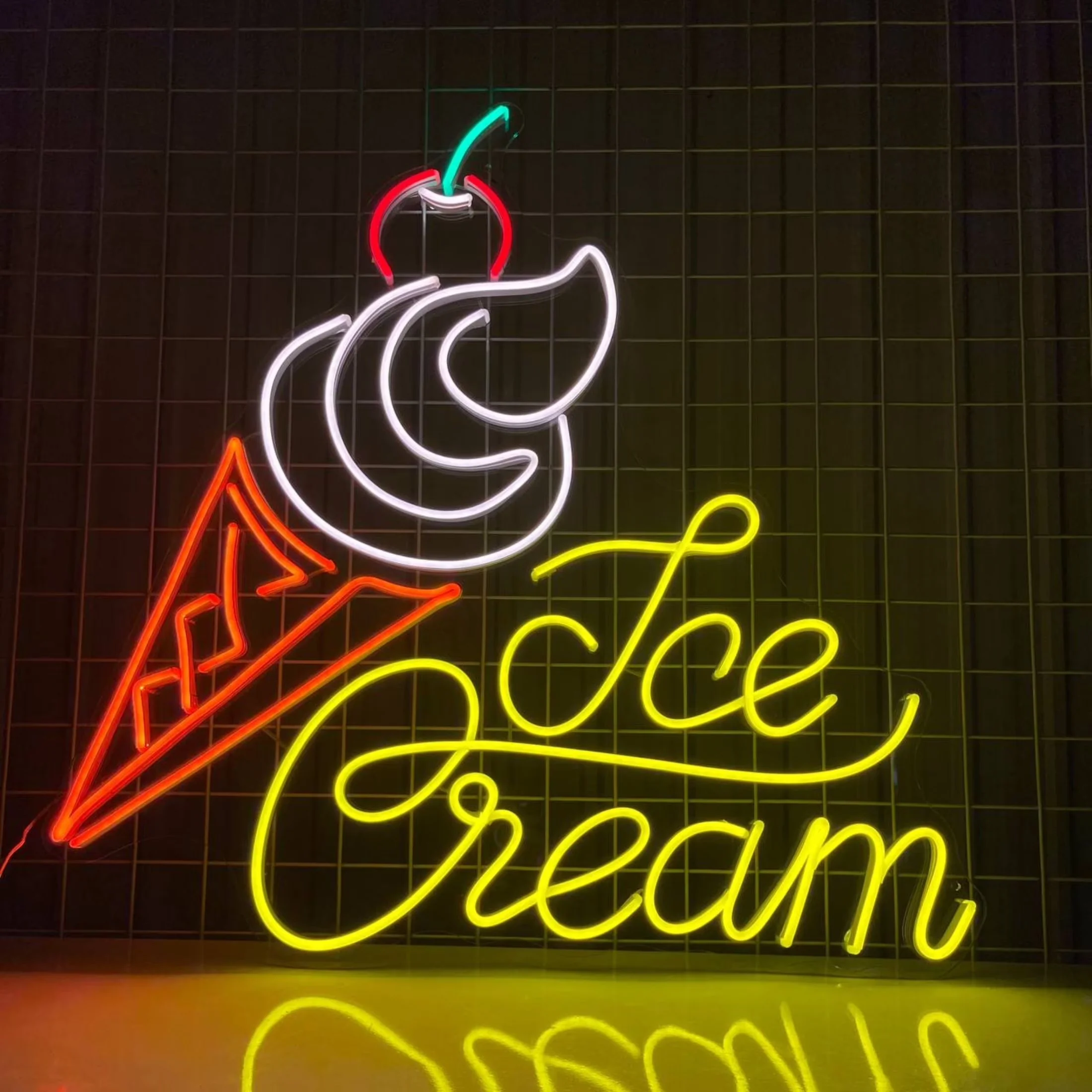 Classic Novelty Light with LED, Ice Cream Neon Sign, Ice Cream Wall Art Decor - Navy Model 79B7F3