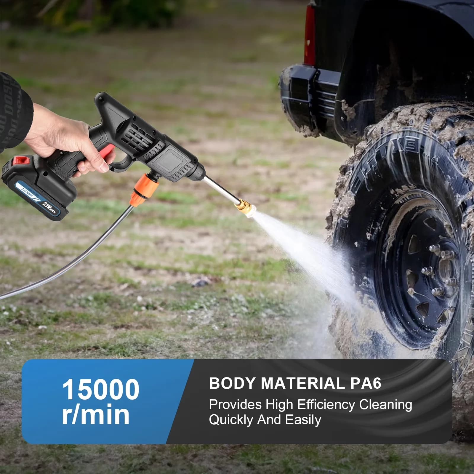Pressure Washer Sleek with Battery, 21V for Car, Home - Ergonomic Design Model 25B094