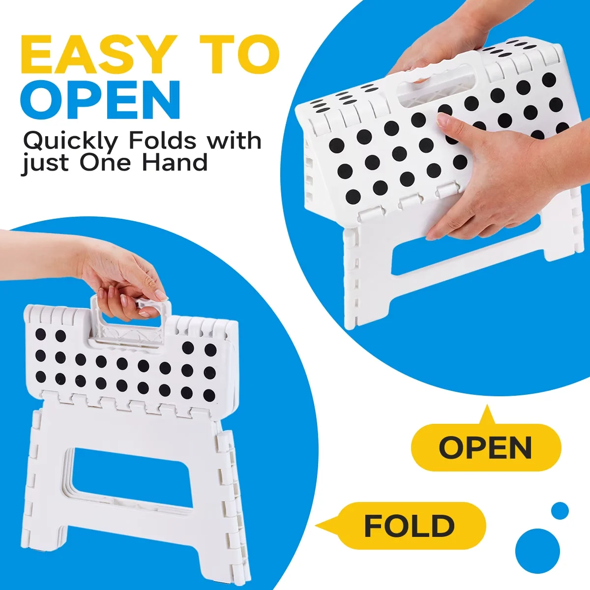 Durable Ladders And Step Stool with Foldable, Anti-Slip, Holds up to 300 lbs - Plastic White for Living Room, Kitchen Model 0AD35B