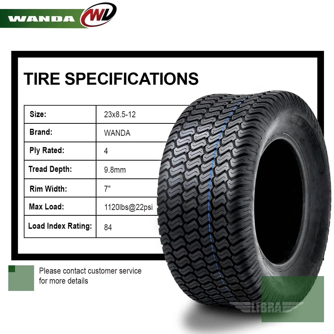 Compact Lawn Mower Tire with Heavy-Duty - 23X8 - Reliable Performance Model 4C00C5