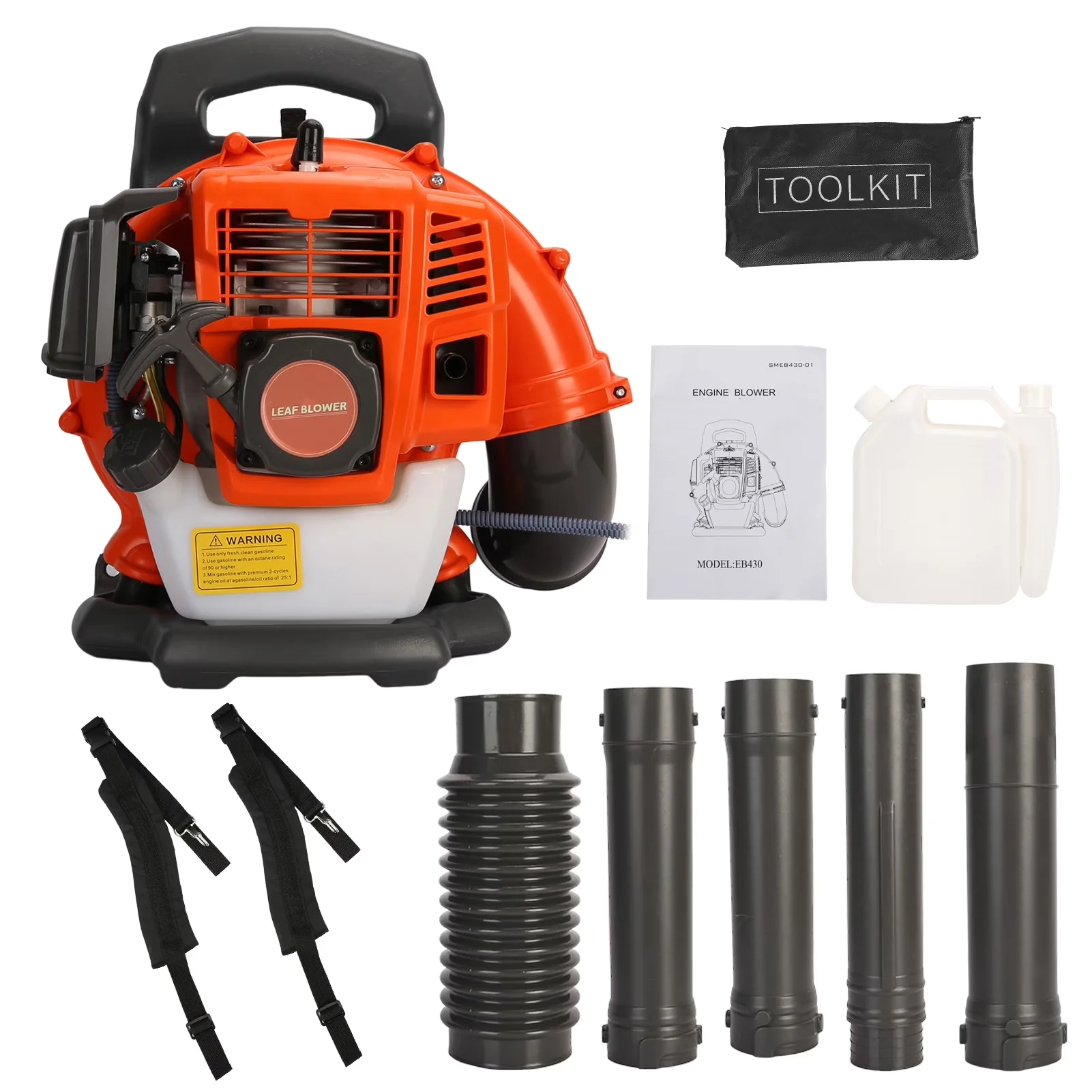 Classic Leaf Blower with 5 Extension Tubes, Snow, 52CC 2-Stroke Backpack - Model D8750F