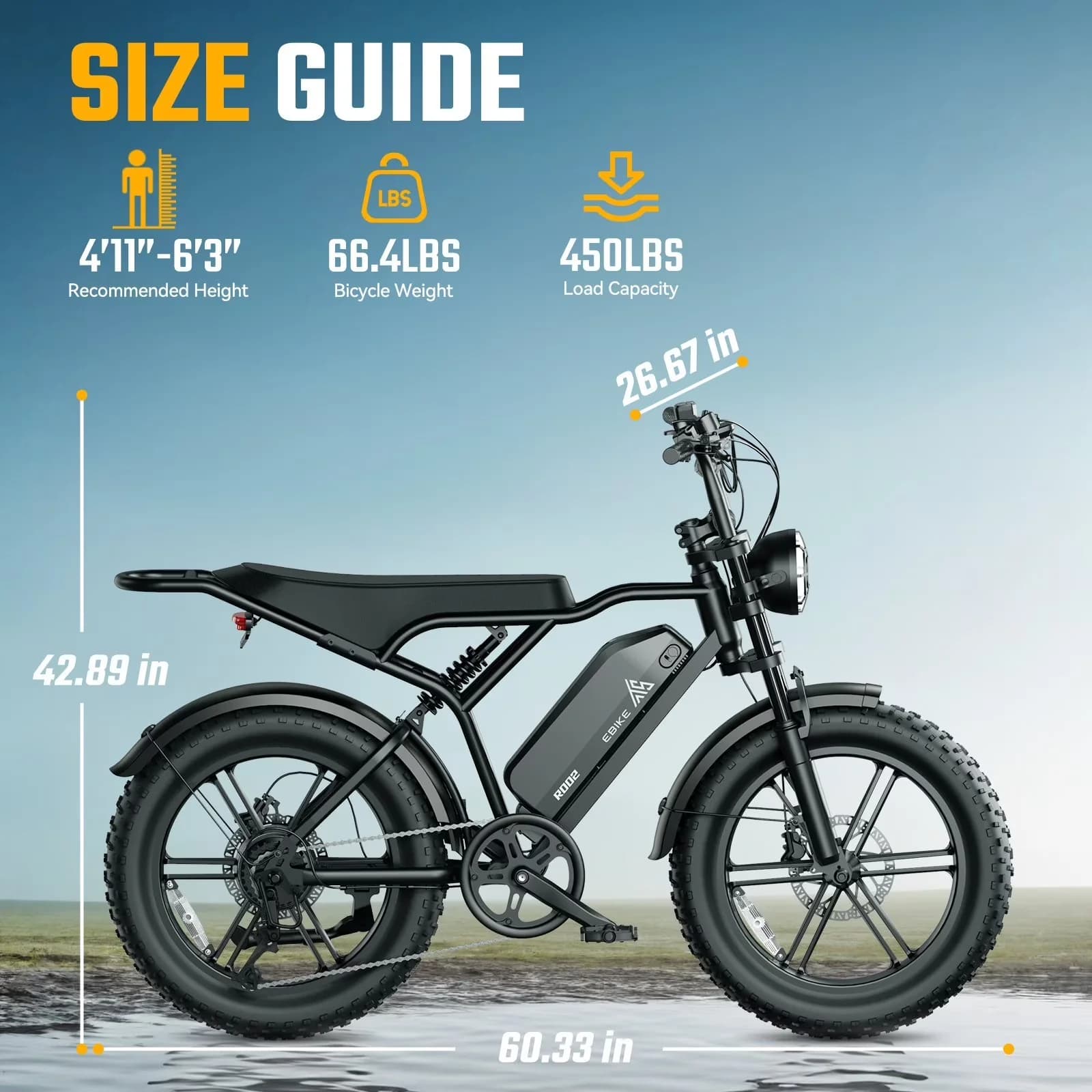Versatile Electric Bike with 750W, 48V, Adjustable Speed - Black - Commercial Quality Model CFFECA