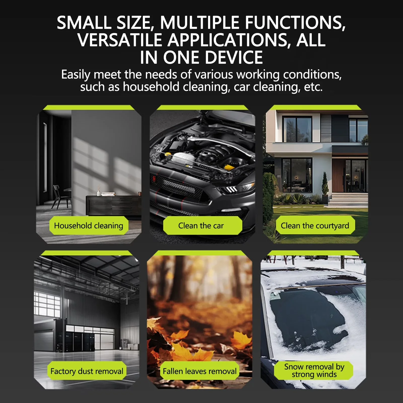 Durable Leaf Blower with Battery, Case, Handheld Cordless & Snow for Car, Garage - Model 76858F