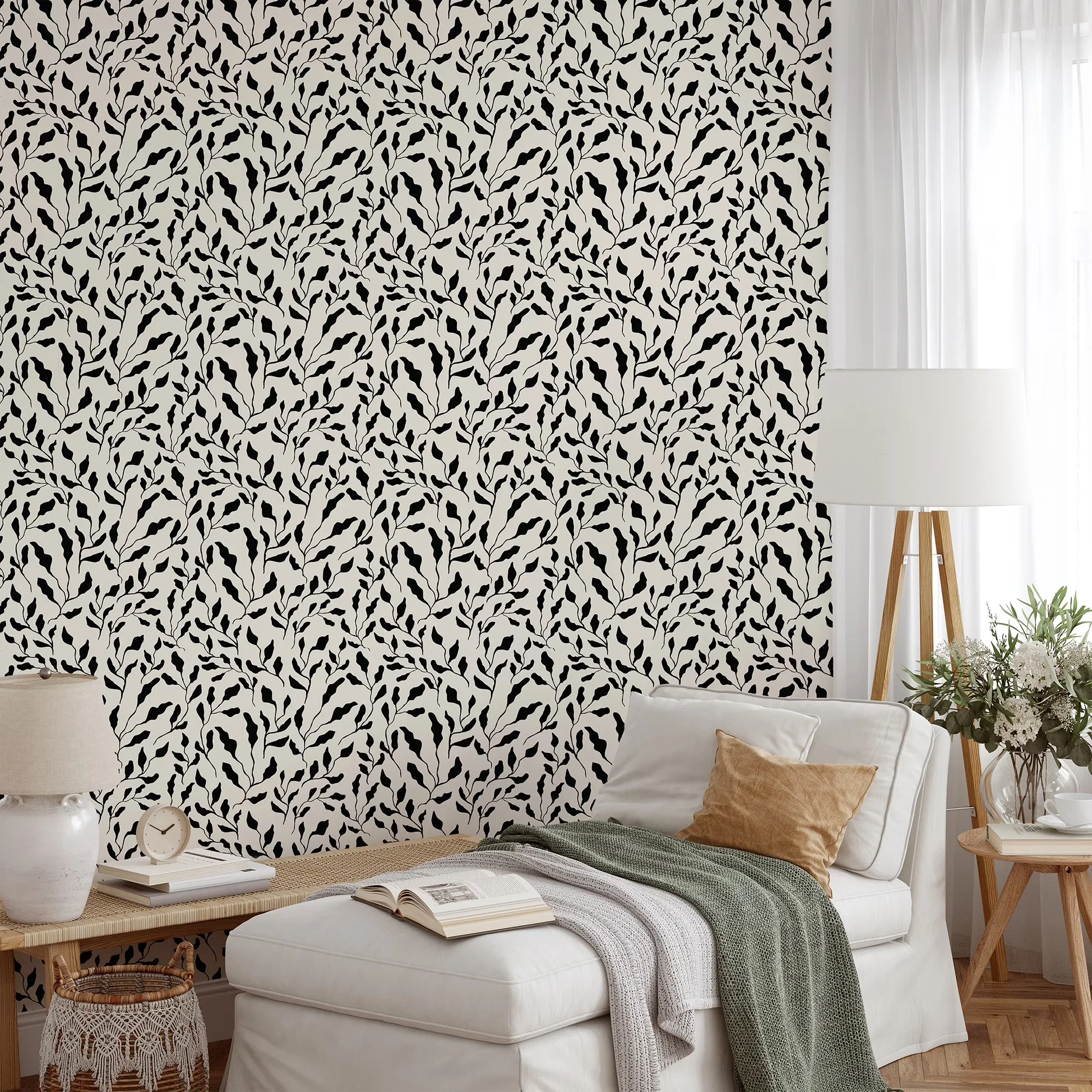 Modern Wallpaper with Finish, Durable, Removable - Vinyl Black 19x118 - Essential Collection Model C7727B