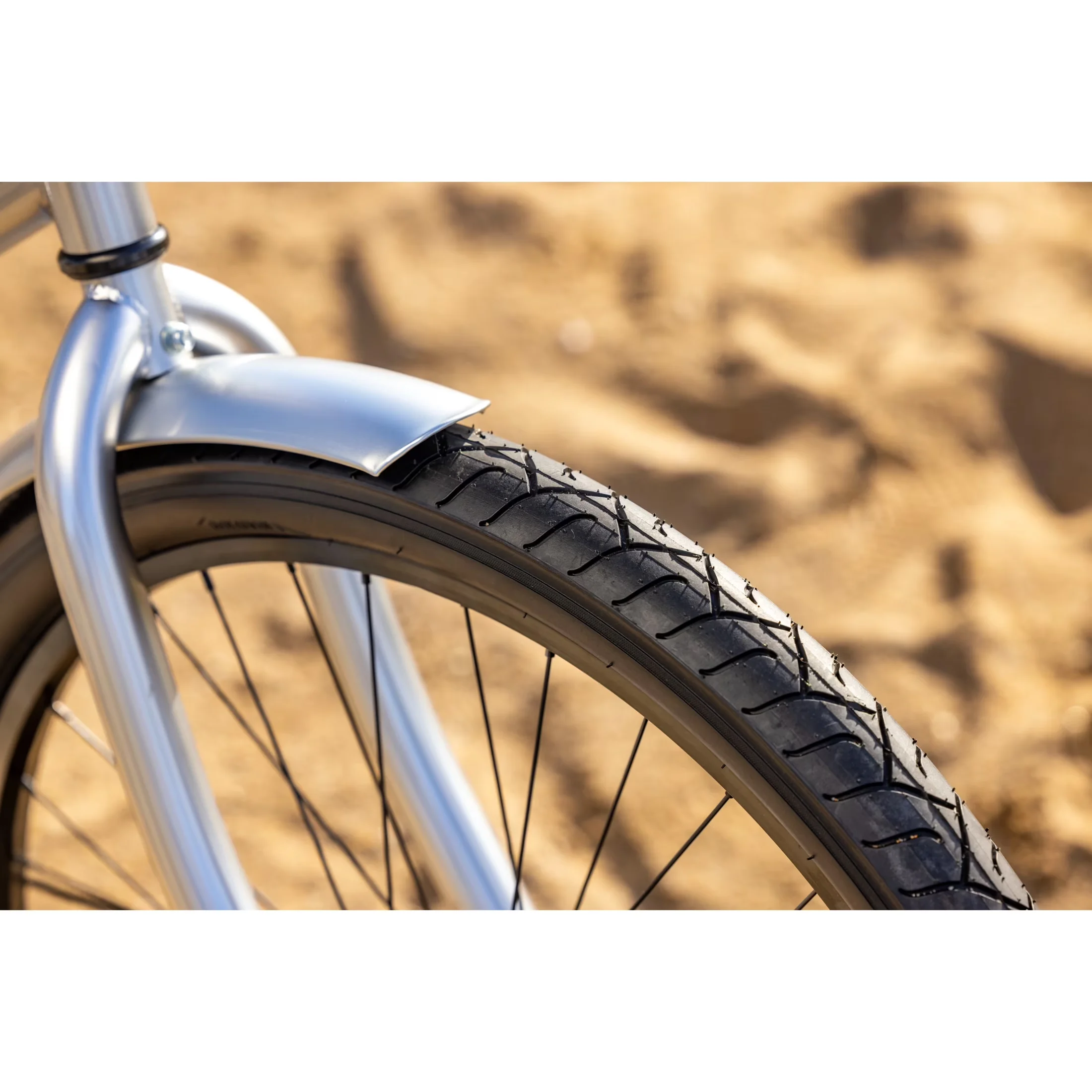 Innovative Cruiser Bike with Adjustable Seat Height, Retro fenders guard from splashes - Silver Model B7EE7D
