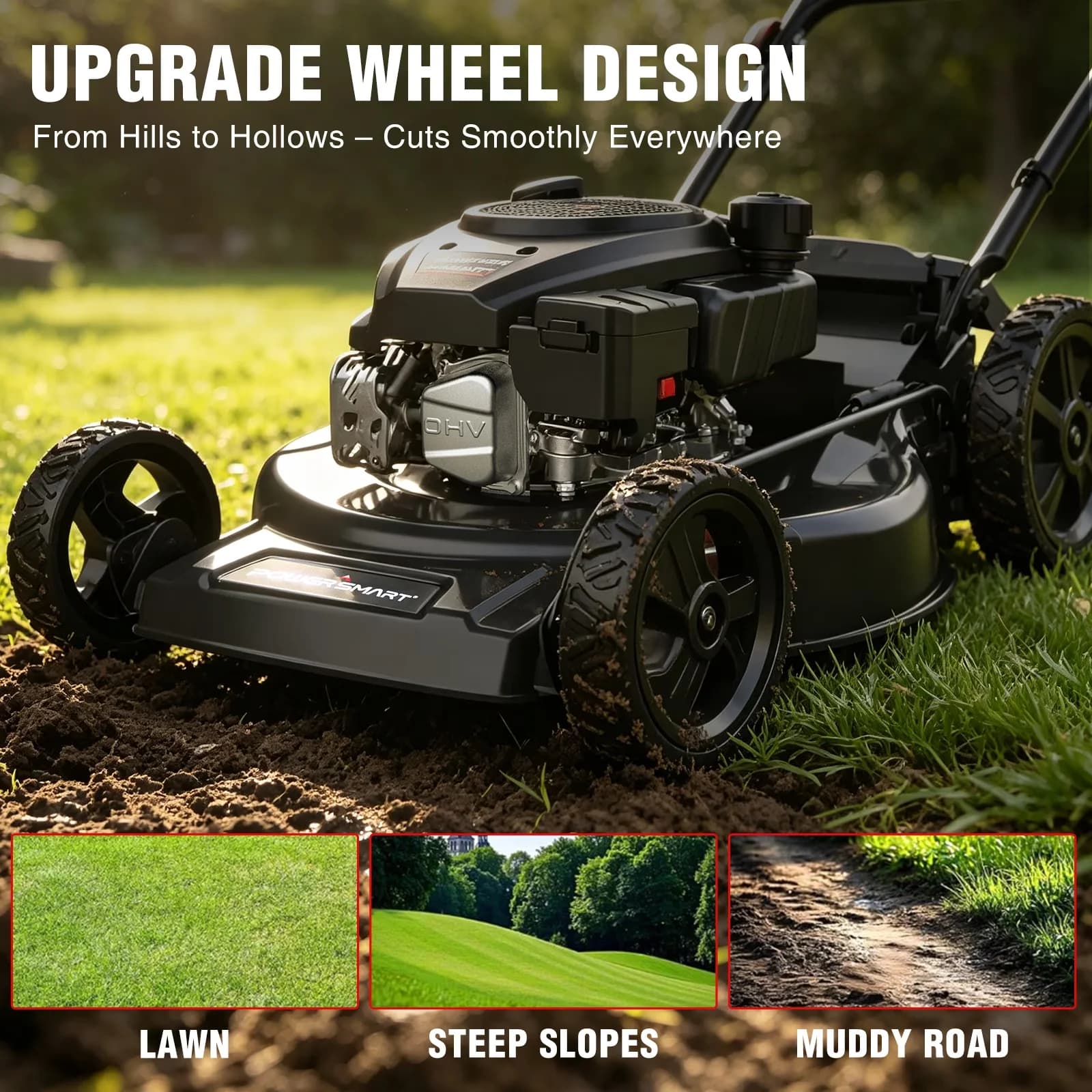 Essential Push Mower with Adjustable Cutting Height, 6-Position Height Adjustment, 170CC 22" 3-in-1 Gas Self-Propelled Lawn - Model 0658BD