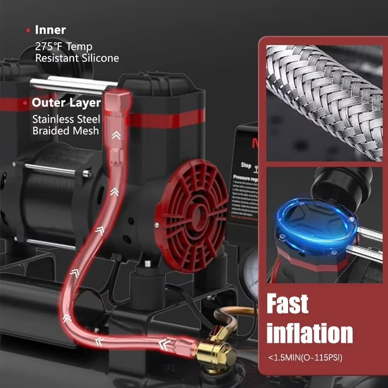 Efficient Air Tools Compressor with 110V, Portable - Black Metal for Car Model 834AFC