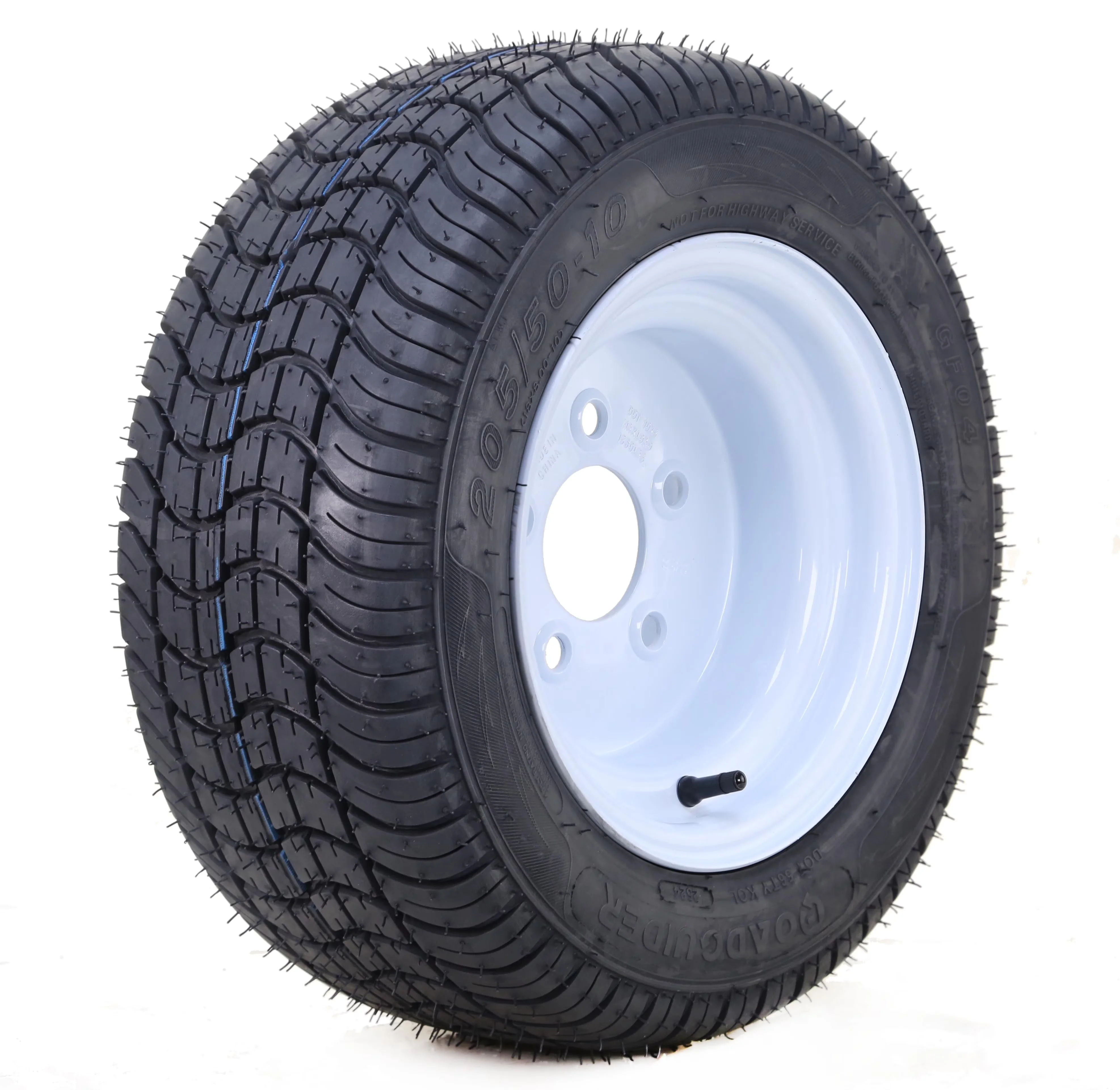 Reliable Golf Cart Tire with Heavy-Duty, Non directional tread pattern, 5 Lugs on 4.5" PCD White Wheel -14002 - Model F98615