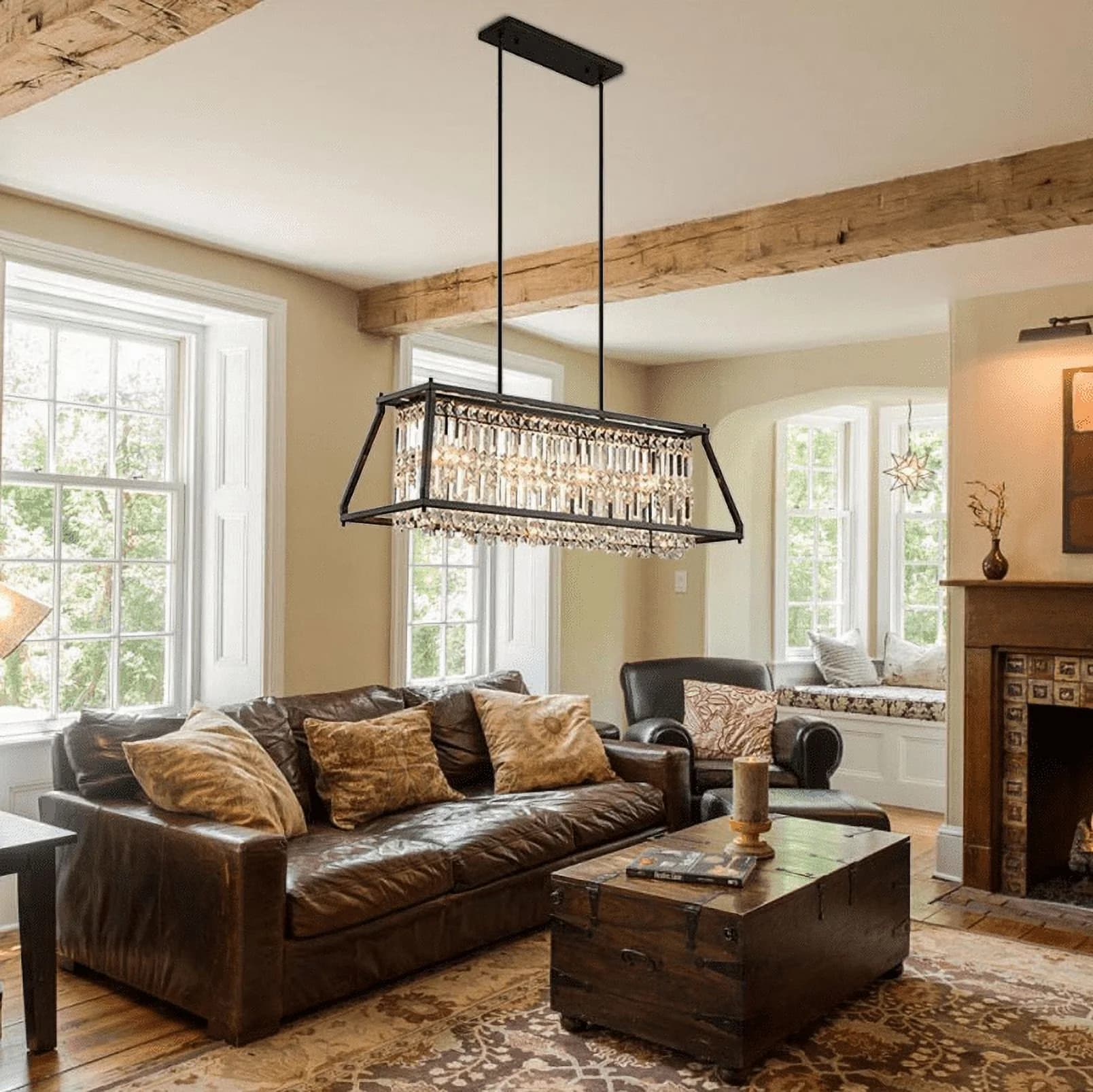 Ceiling Lights Fixture Essential with Adjustable Height, Farmhouse - Iron Art for Dining Room, Living Room Model 7FDEFC