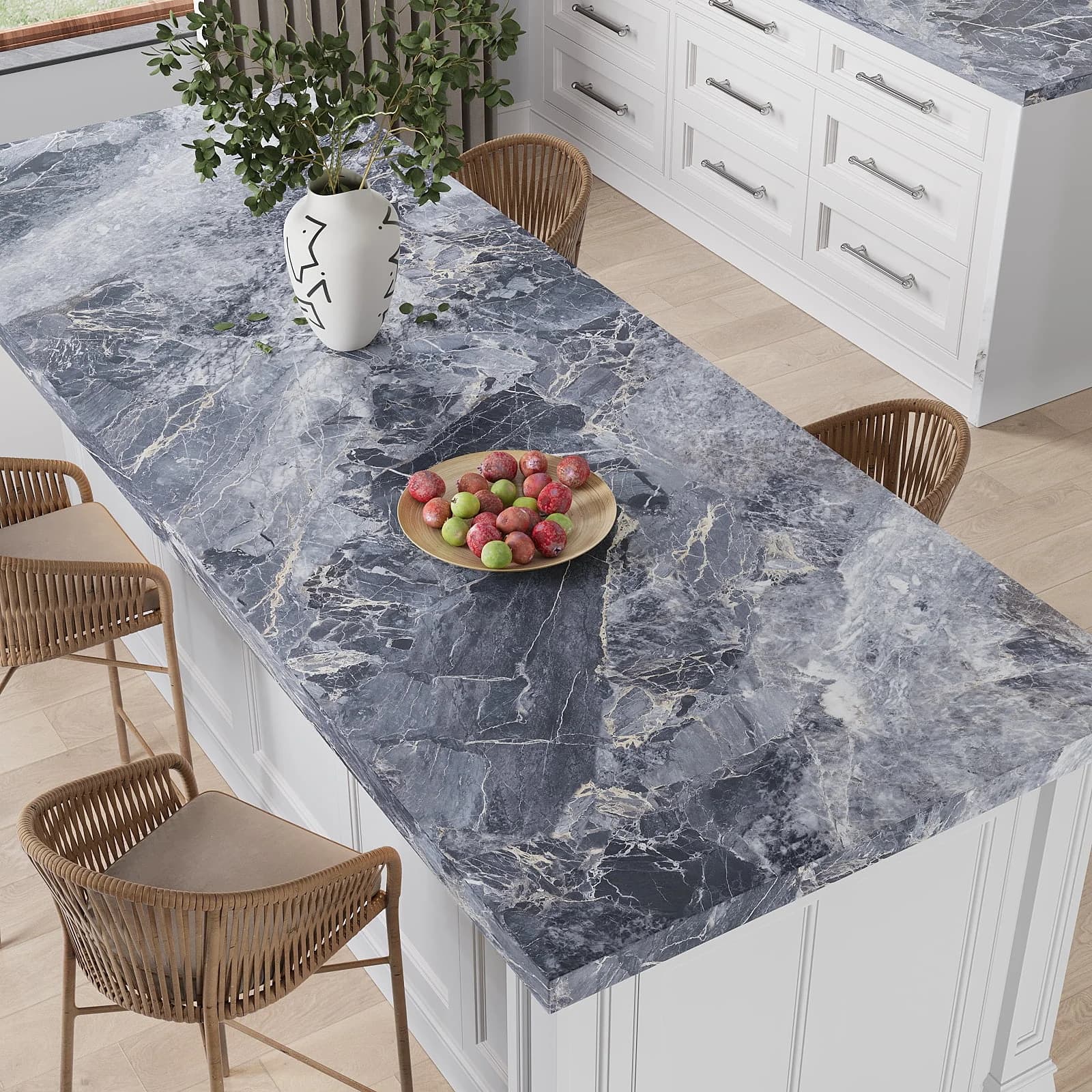 Wallpaper Premium with Removable, 【Material】 : High quality vinyl - Vinyl Blue for Kitchen, Bathroom Model 5949EE