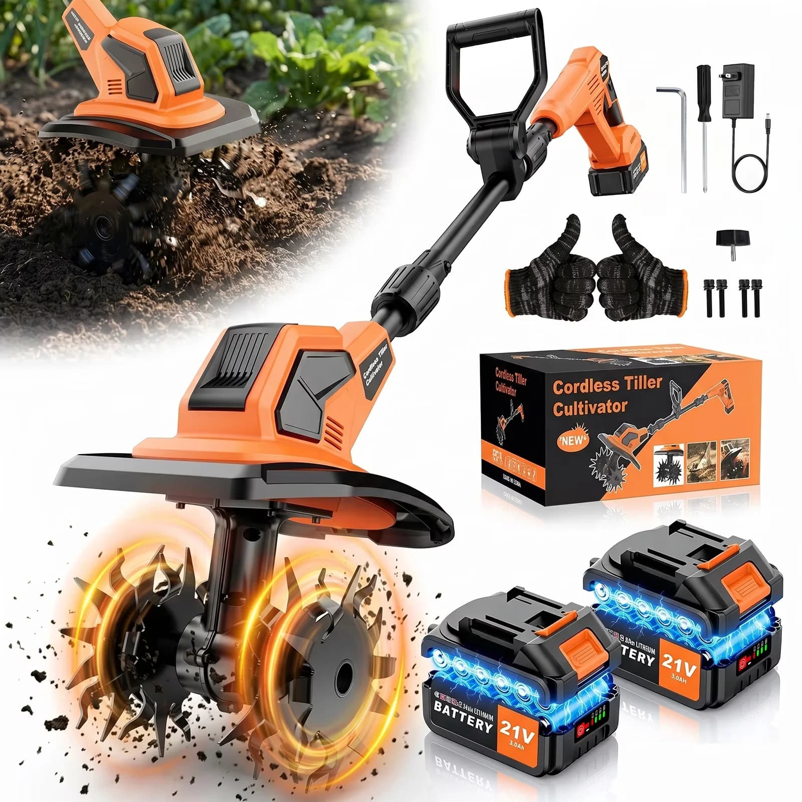 Reliable Trillers Cultivator with Battery, 550W, 21V - 0AH - Universal Fit Model 93C4A1