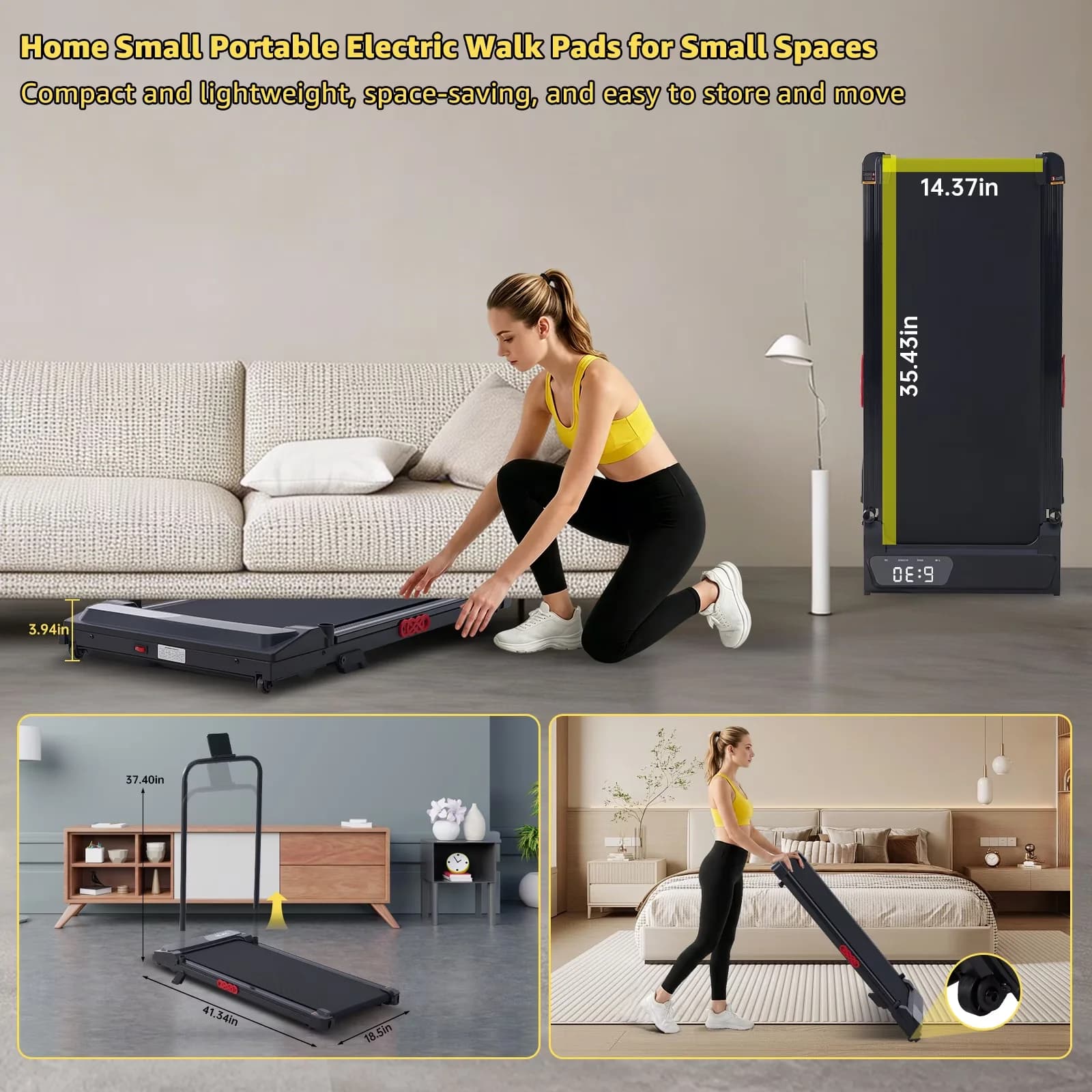 Compact Home Gym with Adjustable, Easy Transport - Plastic,Carbon Steel Black for Home Office Model 3B622D