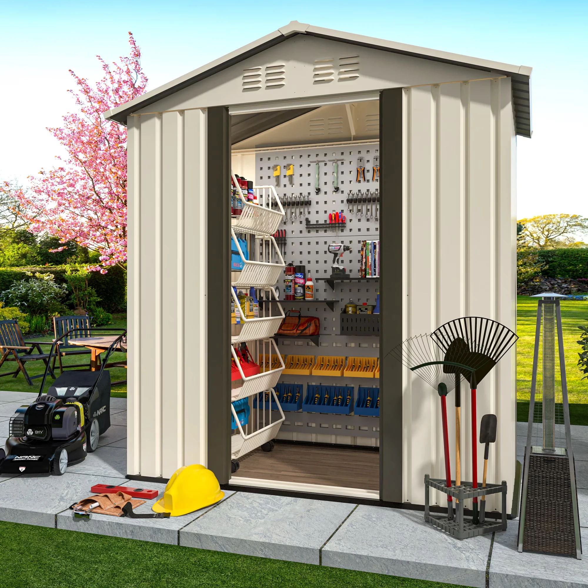 Professional Shed with Waterproof, Rust Resistant, Uv Resistant - Beige Metal Model 26C01D