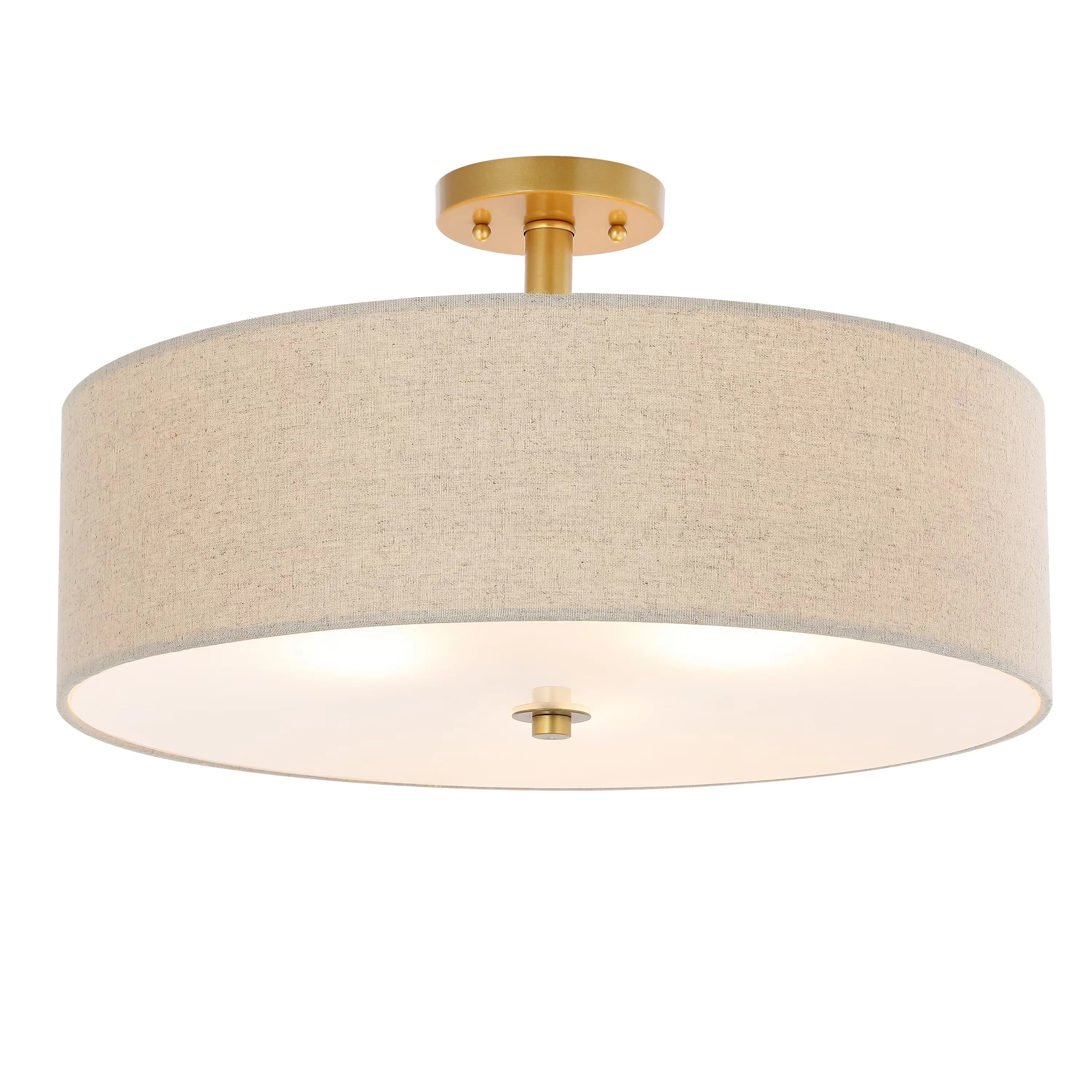 Ceiling Lights Fixture Professional with LED, Modern - Gold Iron/Fabric Shade Model 4C81C7