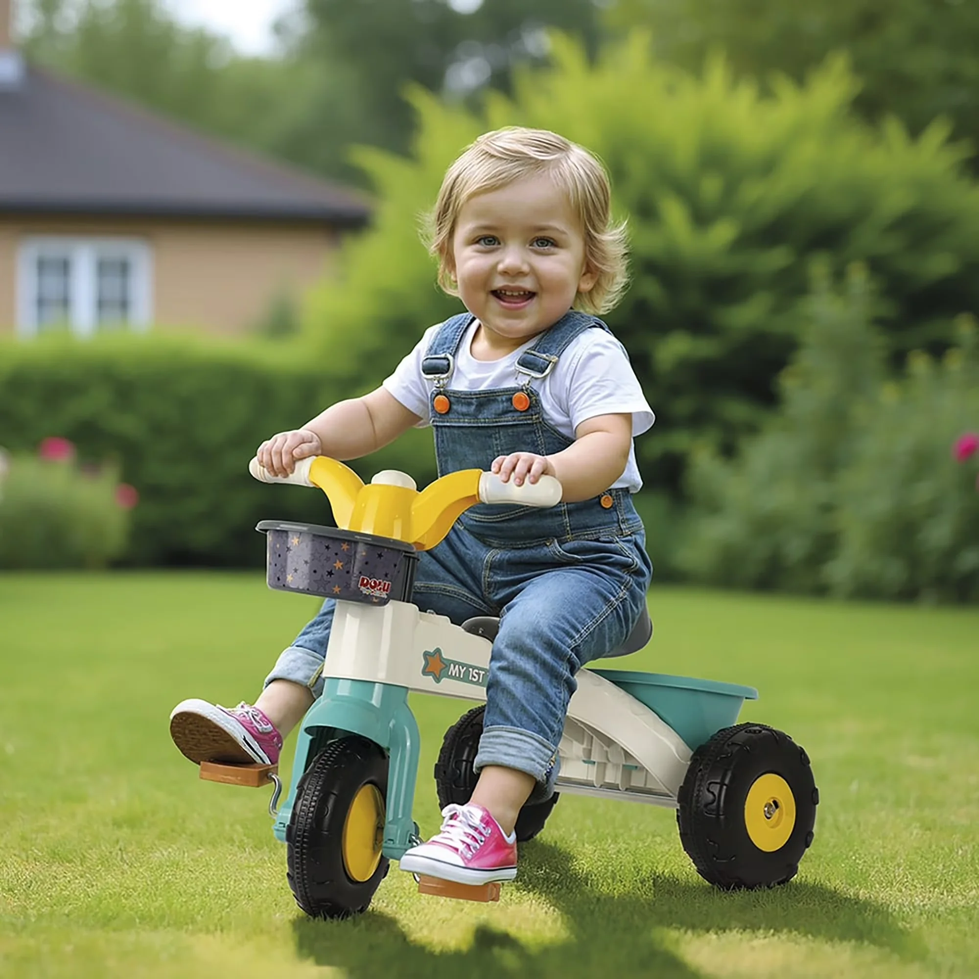 Premium Kids Bike with Ride-On Toy, Indoor & Outdoor Tricycle, : My First Trike: White - White Model EA1ACF