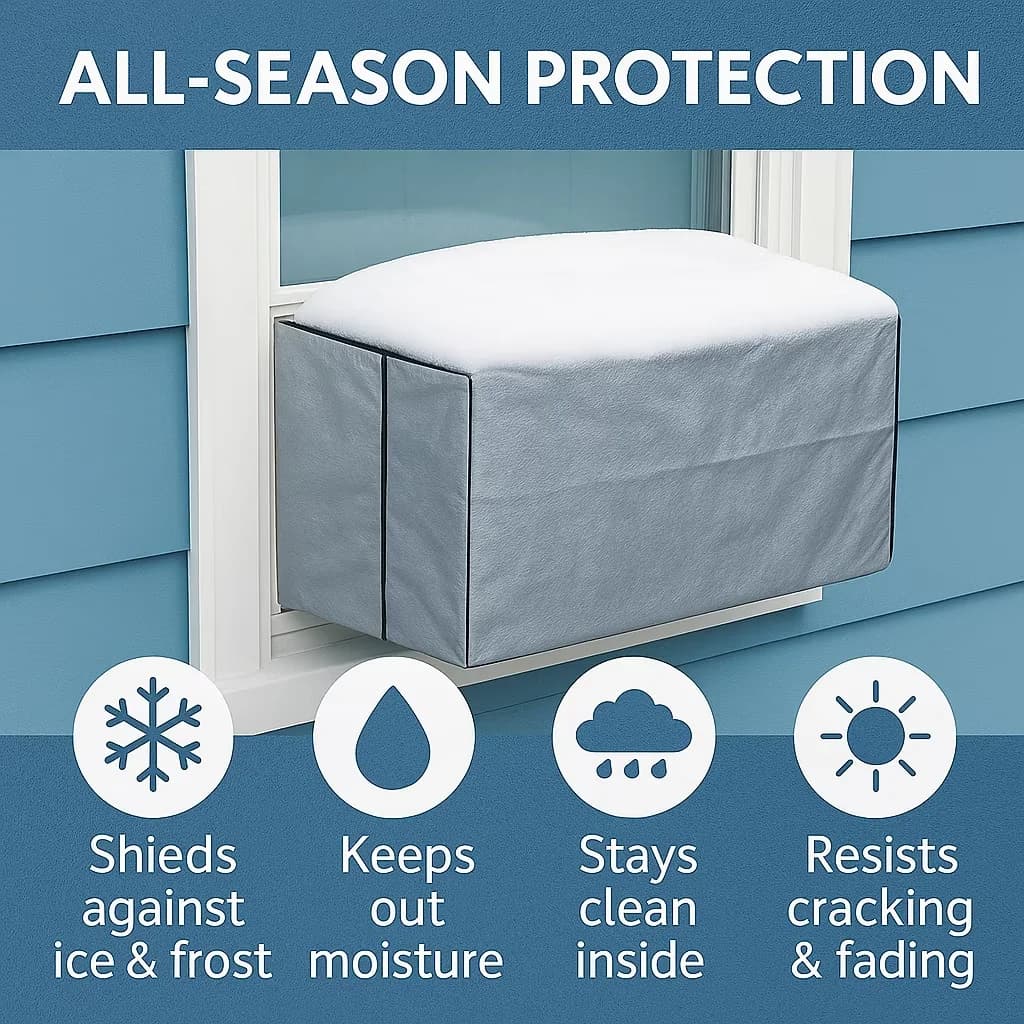 Reliable Air Conditioner with Waterproof, Elastic Straps, Winter Vinyl Cover - Silver Pvc Model FEE62C