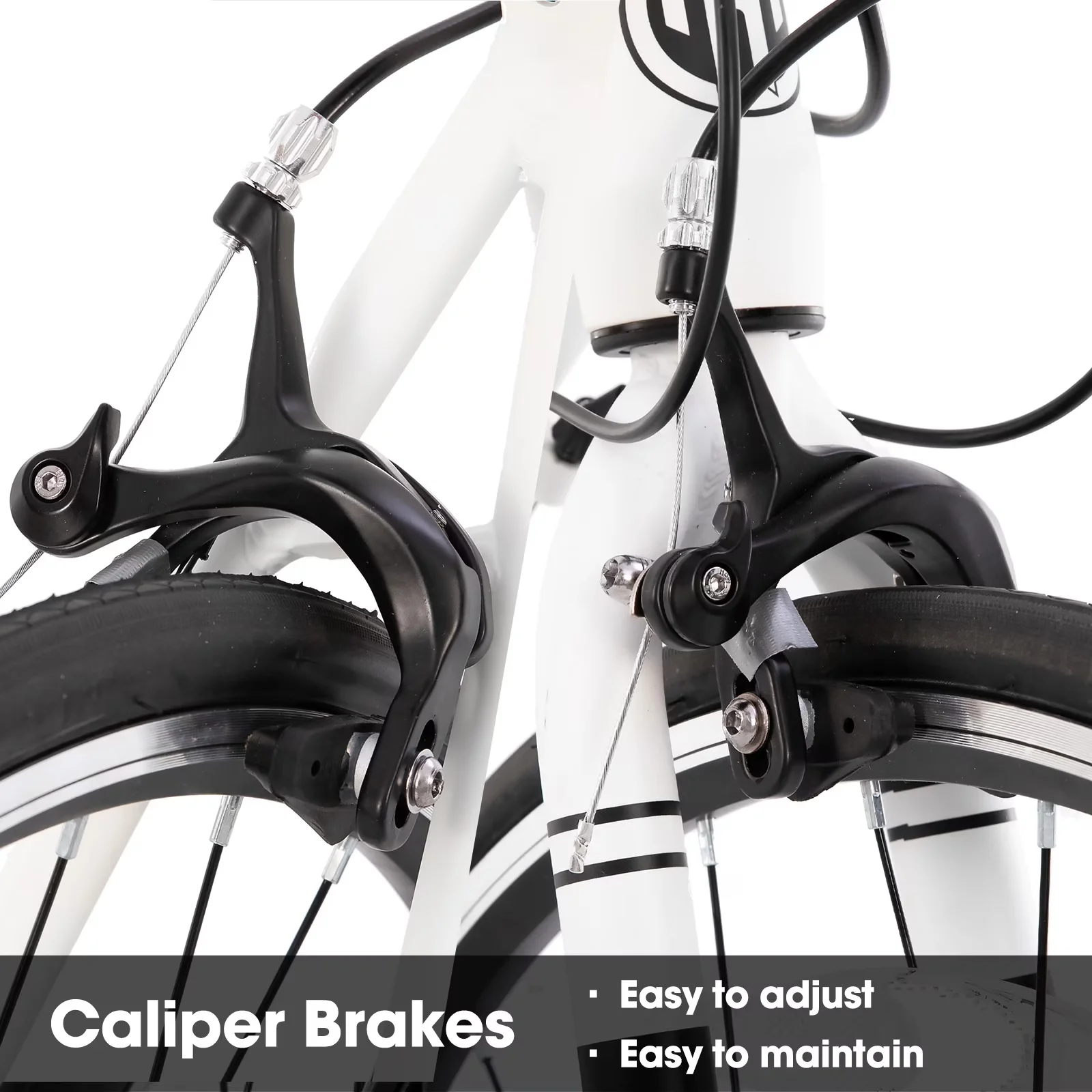 Innovative Road Bike with Lightweight, Adjustable Seat Height, Light Weight Aluminum Frame - White Model BAE925