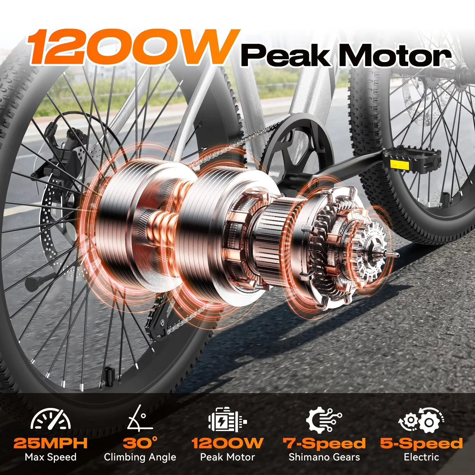 Electric Bike Innovative with Battery, 1200W, 48V - Industrial Grade Model CDA3AF