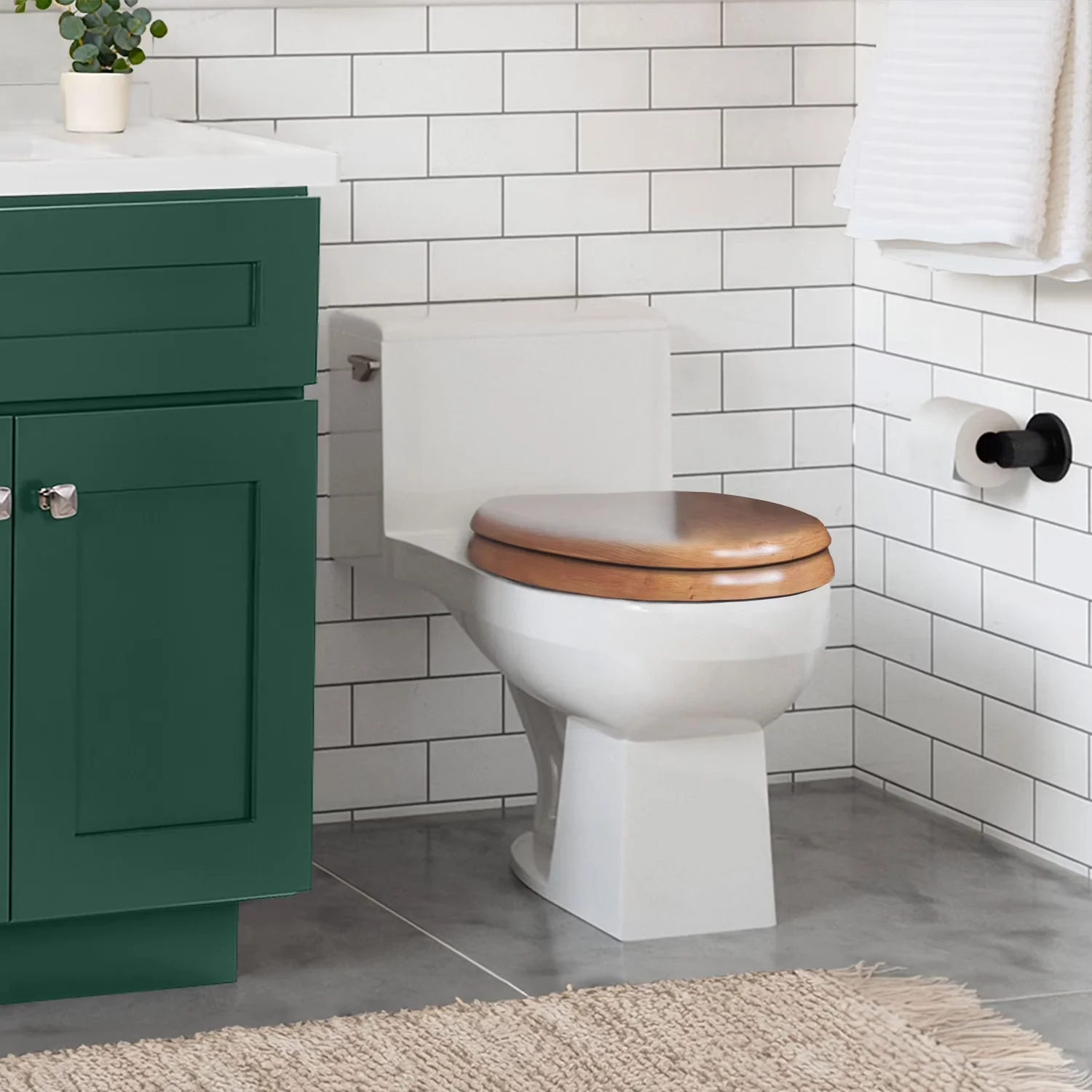 Toilet Seats And Lid Premium with Easy Installation, Dalton Elongated Wood Seat in Honey Oak - Brown Wood Model 5FE08F