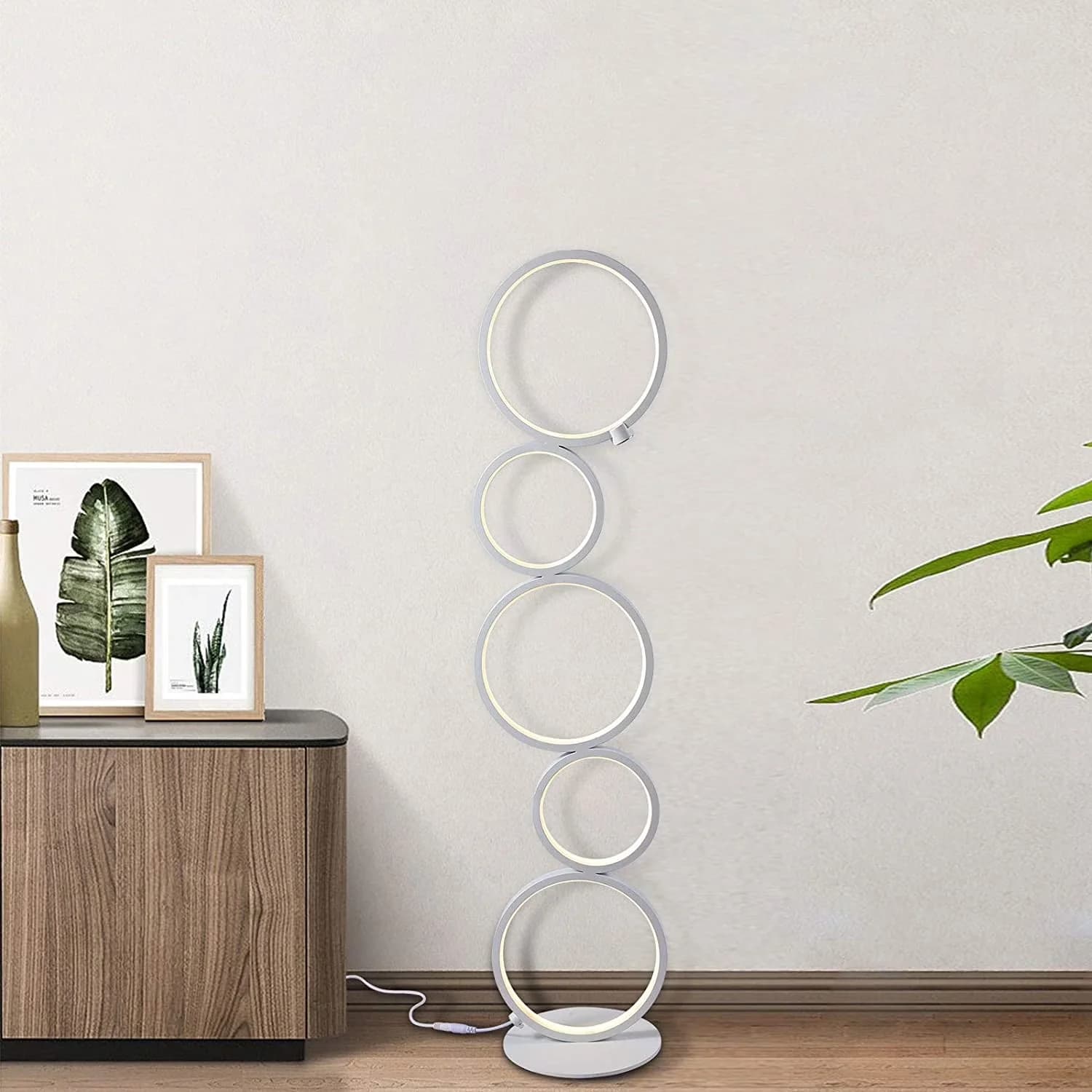 Innovative Floor Lamp with LED, Standard Lamps, Dimmable - White Aluminum, Iron, And Silicone Model 6FDF03