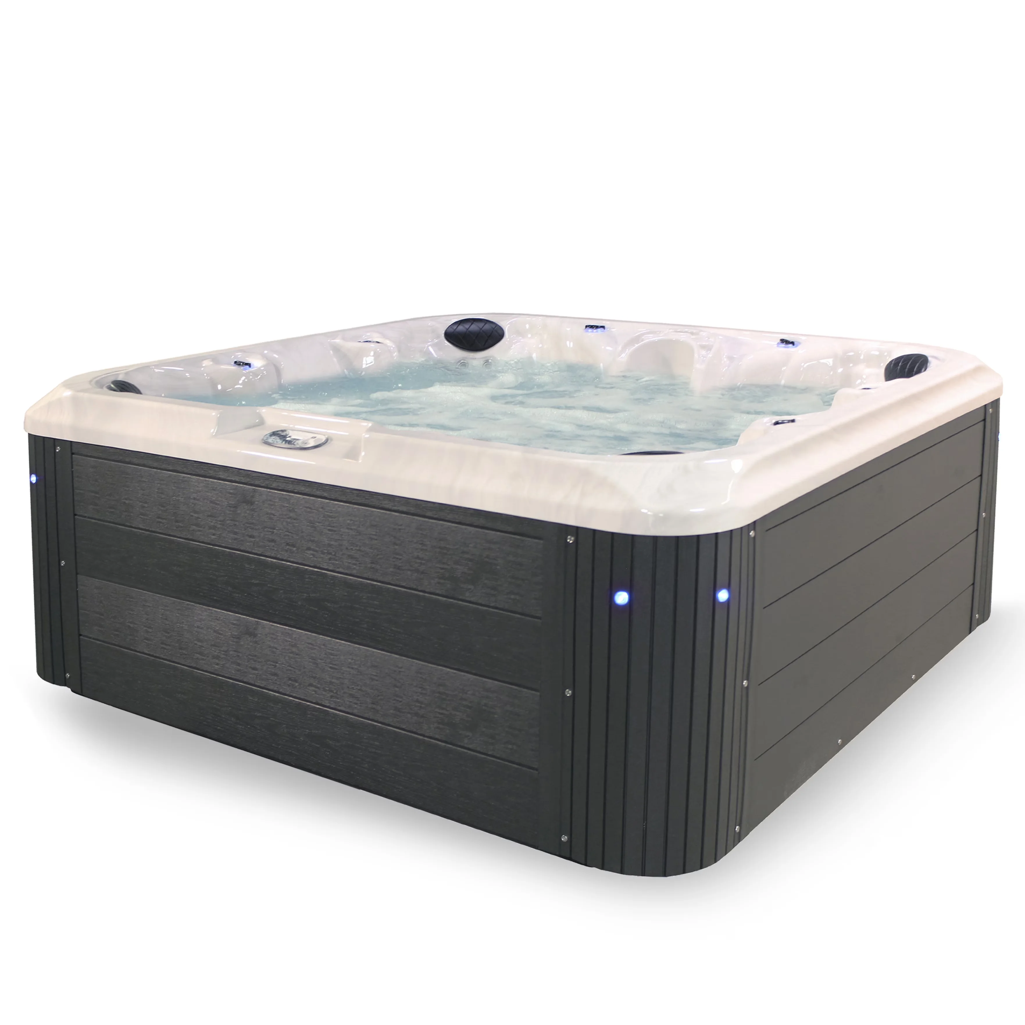 Essential Hot Tub with Uv Resistant, Grand Banks 6 Person Acrylic Lounger Spa, Gray - Gray Model 86E73A