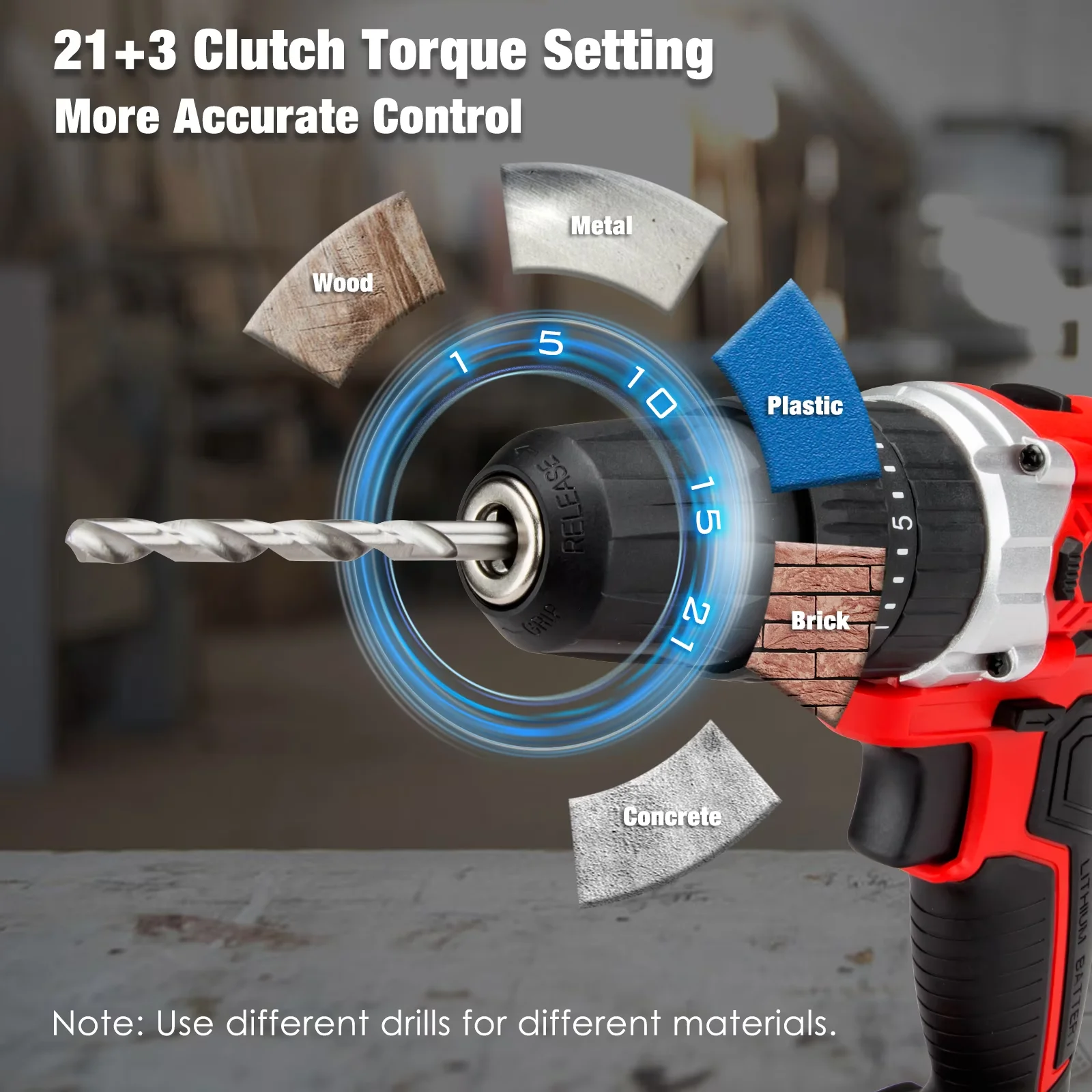 Drills Driver Versatile with Battery, 20V, Cordless Drill Set - Contemporary Style Model 1D8360