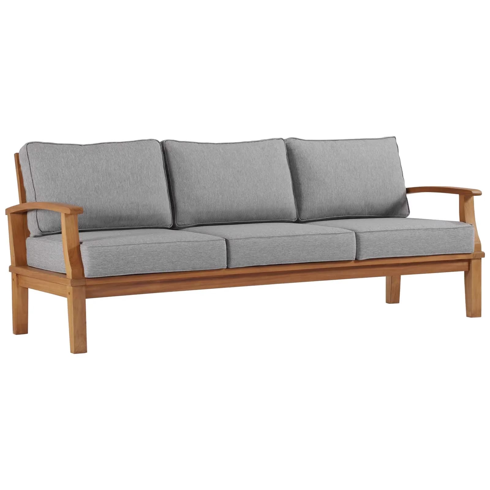 Classic Outdoor Sofas Sectional with Weather-Resistant, Modern - Gray Wood Model BB077D