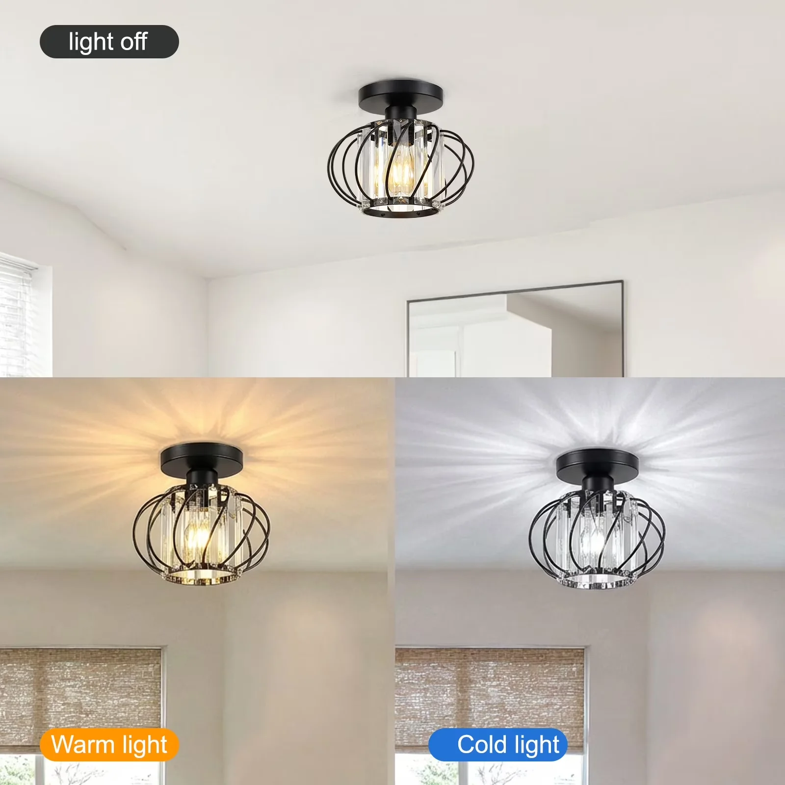 Essential Ceiling Lights Fixture with Incandescent, Energy Efficient - Metal Black Model D7D30A