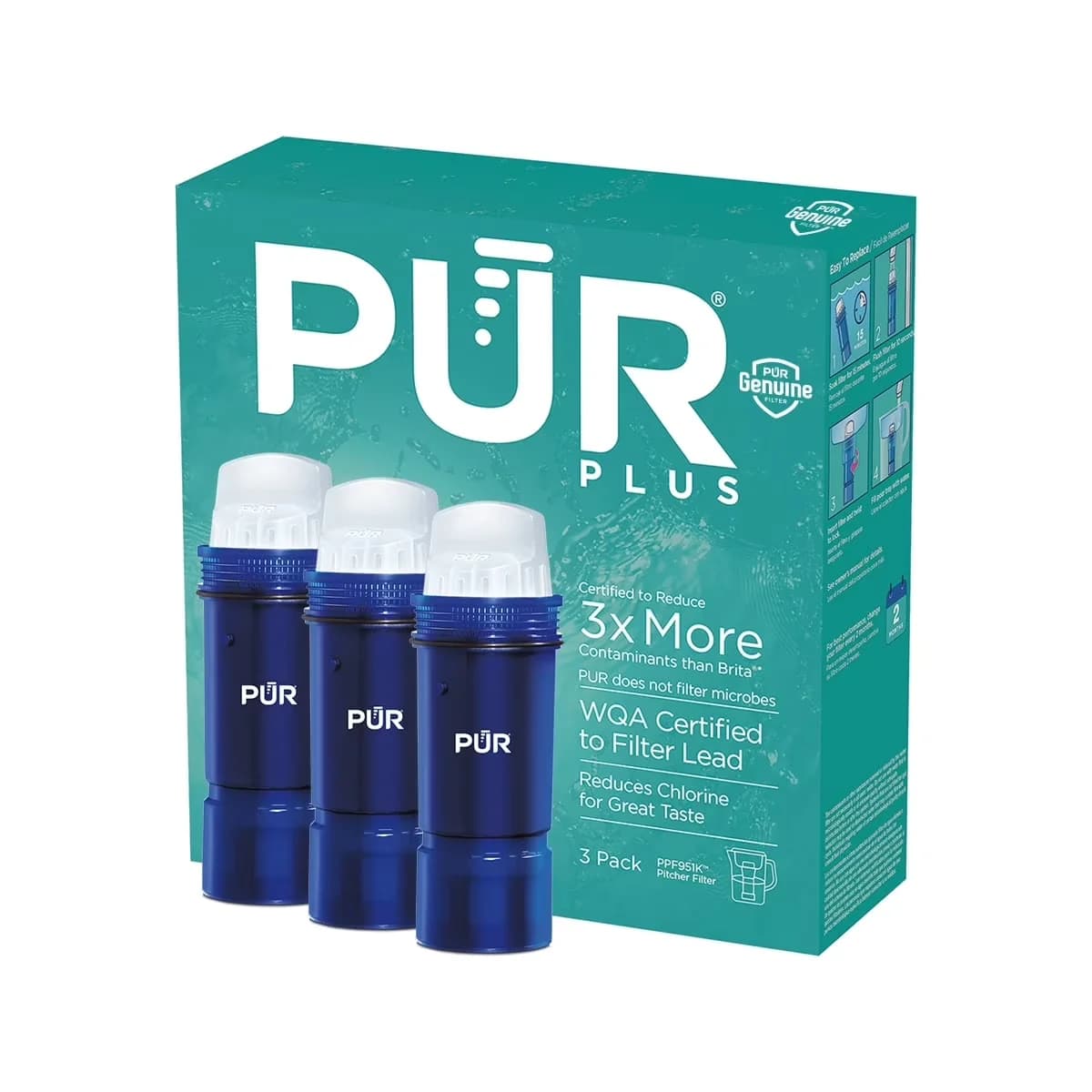 Water Filtration Reliable with Value pack -- 6 month supply., 3 Pack, Lead Reduction - Model F7284D