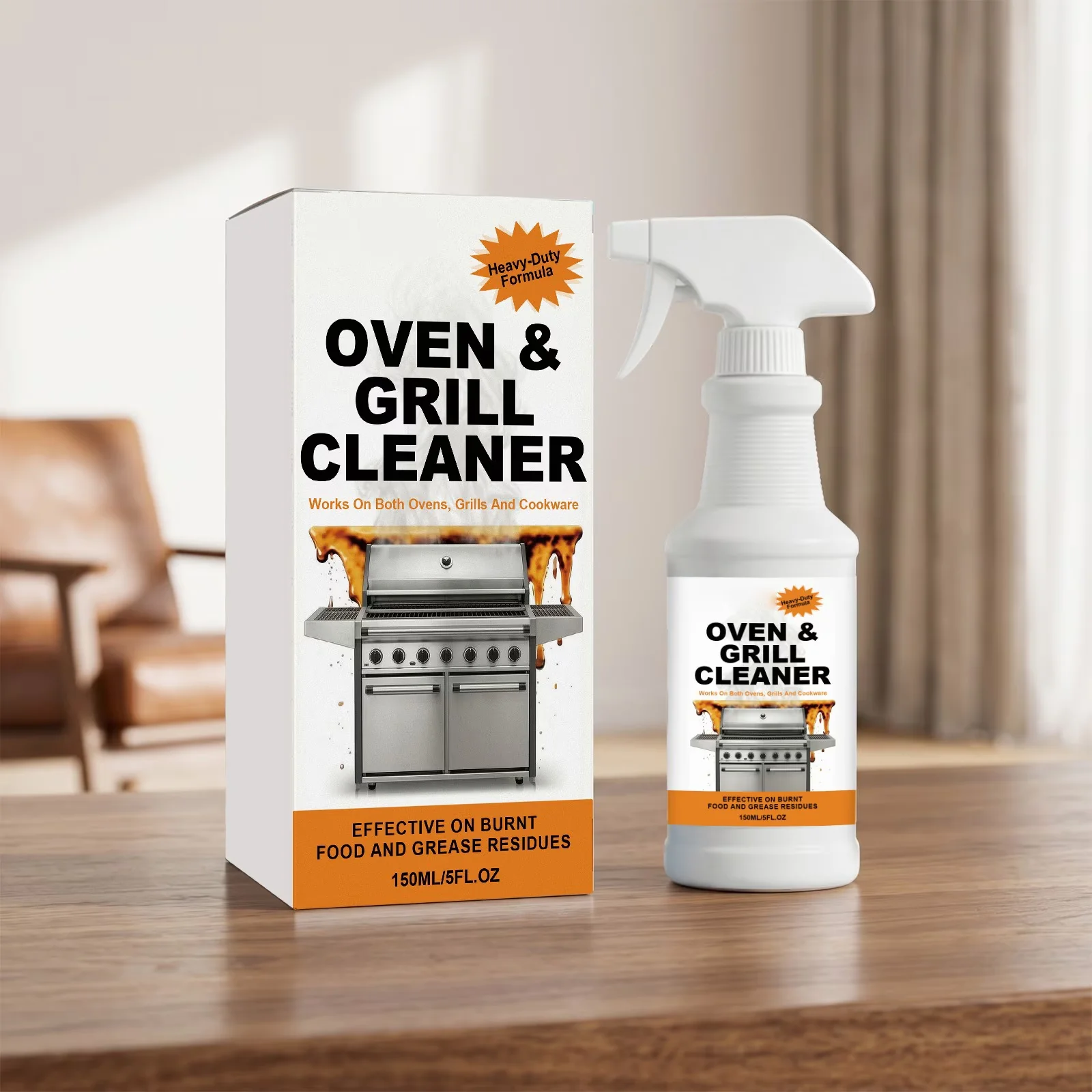 Professional Combo Grill with Fume Free Fast Acting Non-Toxic, Grill Cleaner Spray Heavy Duty for Kitchen - Model DC87A0