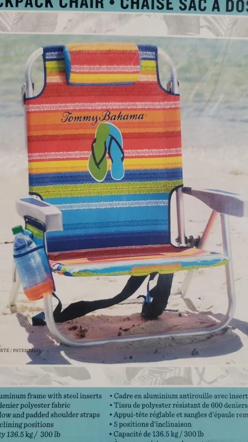 Innovative Beach Chair with Folding, Storage Pouch - Multicolor Sewn Stripes Model 43924A