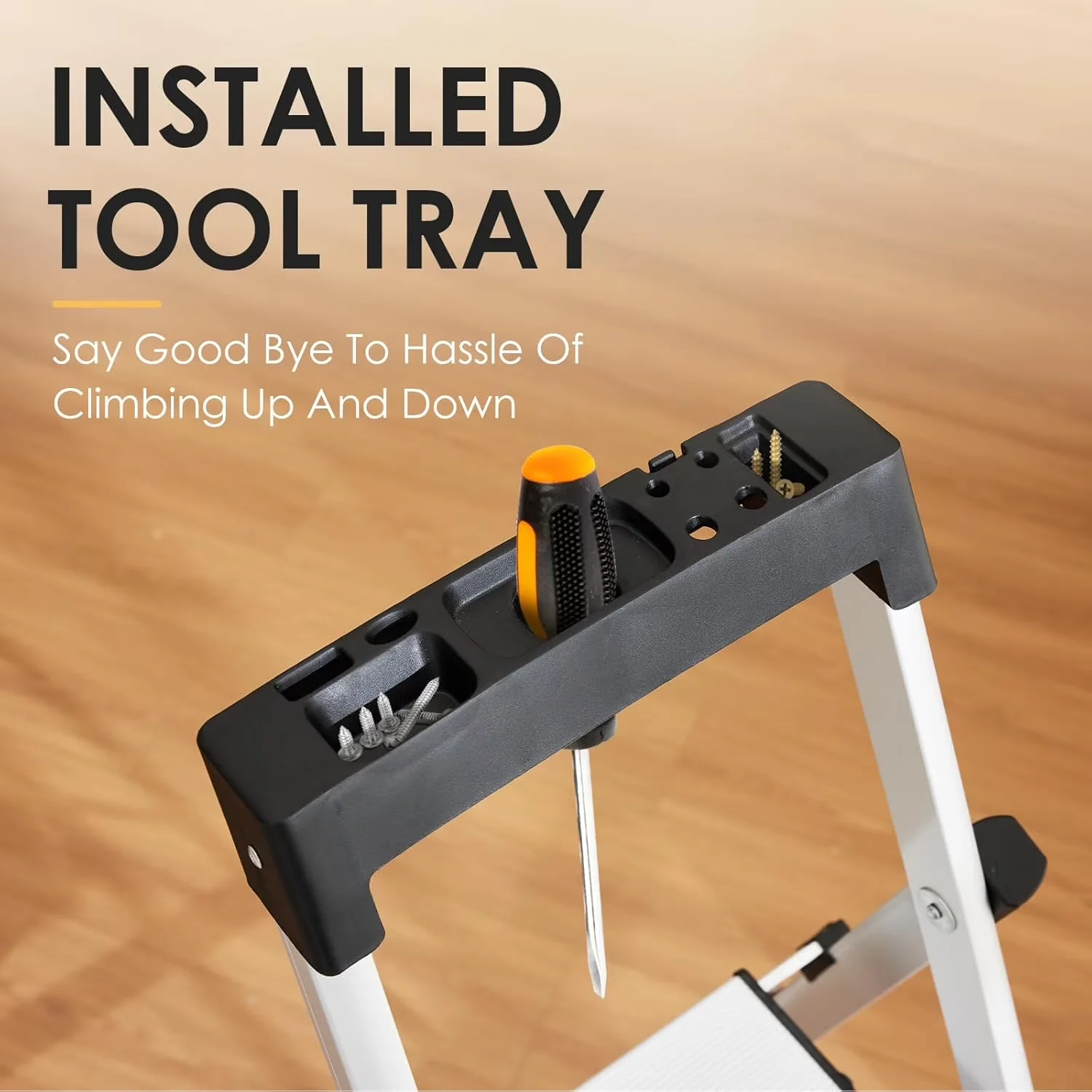 Ladders And Step Stool Innovative with Improves Strength, Aluminum Anti-Slip Folding, Tool Tray - Aluminum Silver Model DEC455