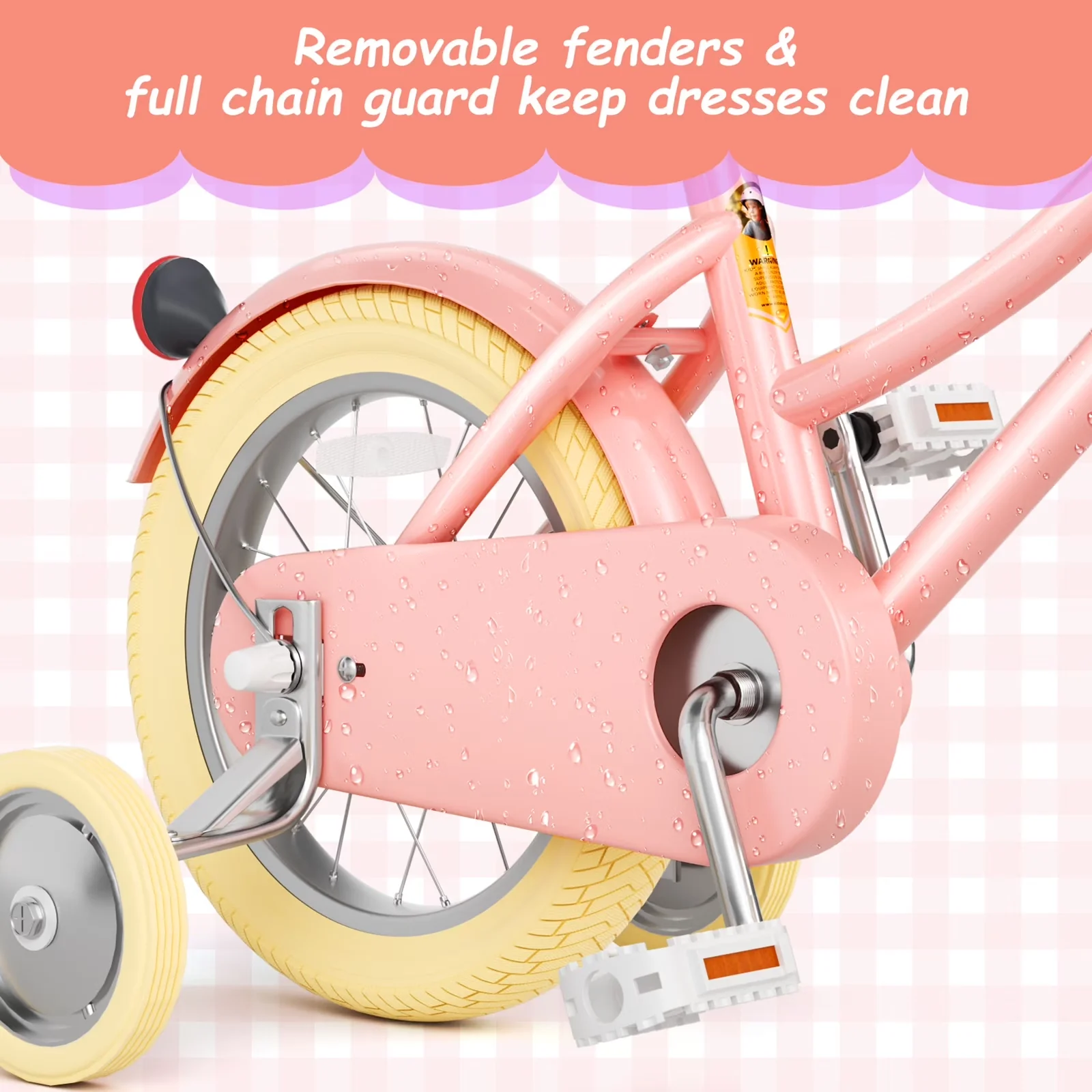 Cruiser Bike Sleek with Adjustable Seat, 12 14 16 20 Inch Kids Retro - Pink Model C19E84