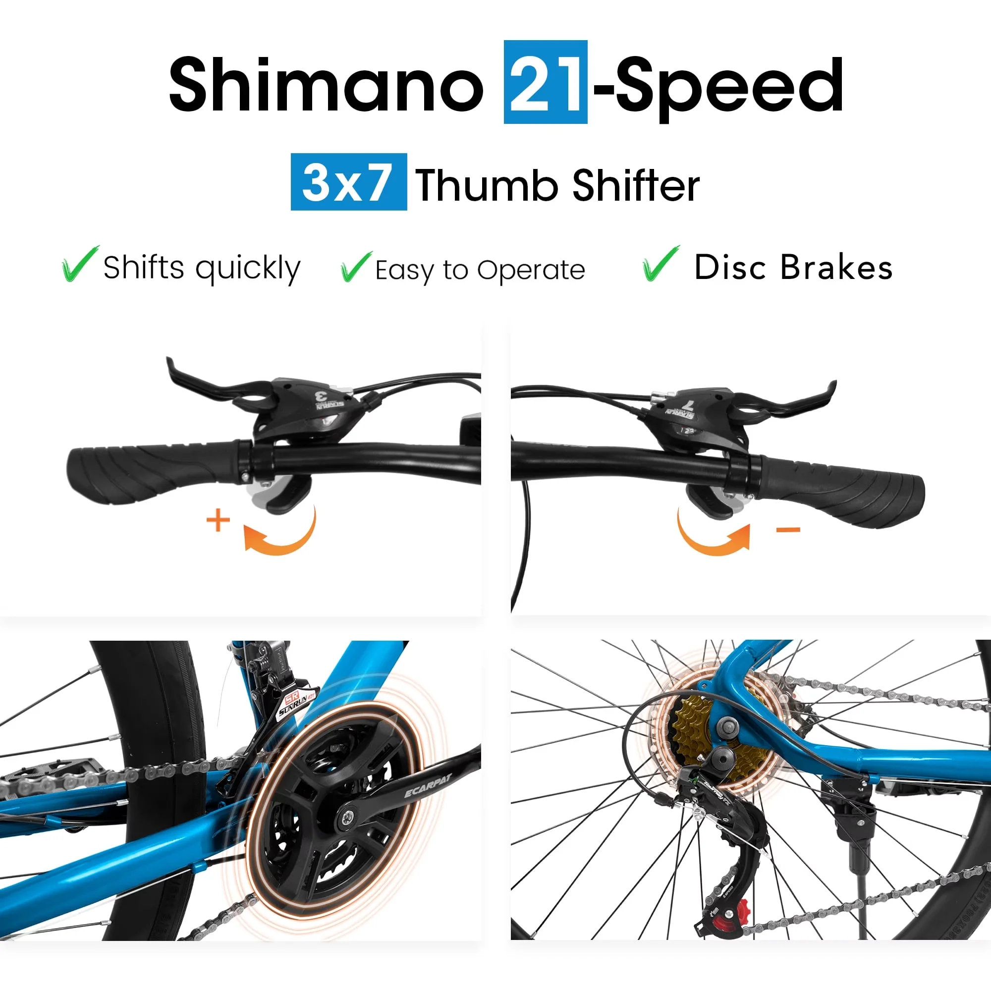 Modern Road Bike with 2. Thickened shock-absorbing front fork, 1. More stable and reliable, 1. Product Size: 27.5 Inches - Blue Model ABDE71