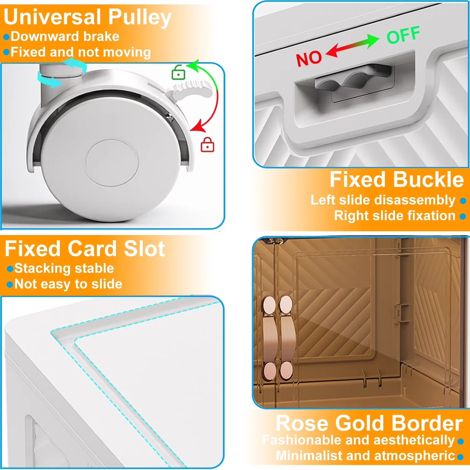 Modern Garage Storage Supply with Lids- 4 Tier Folding box, Bins, Collapsible Plastic Bins - White Abs, Polyester Model 791C3D