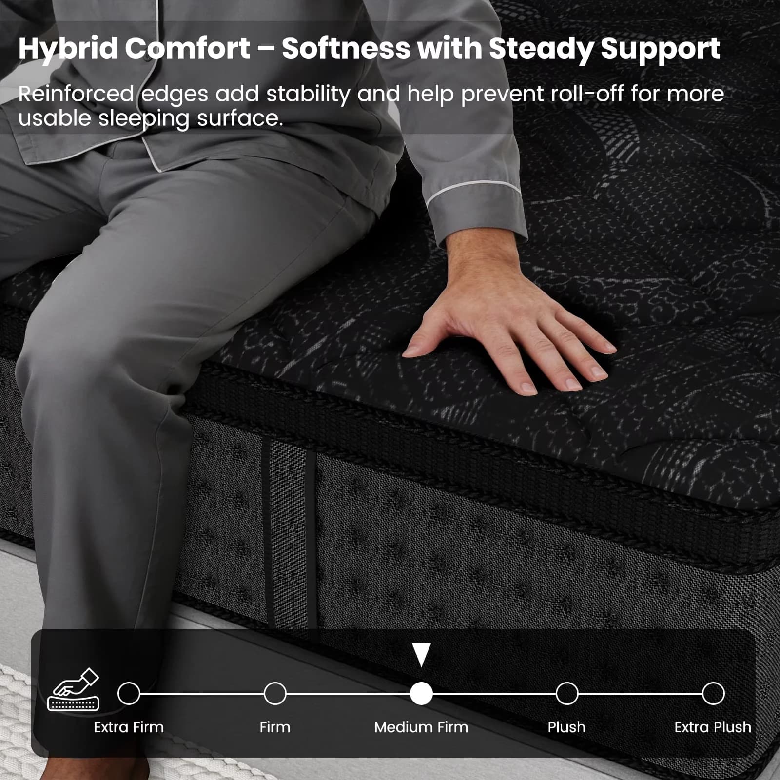 Versatile Mattresses Accessory with Hypoallergenic, Breathable Construction - Black Foam, Cotton, Spring Model 4B2FBD