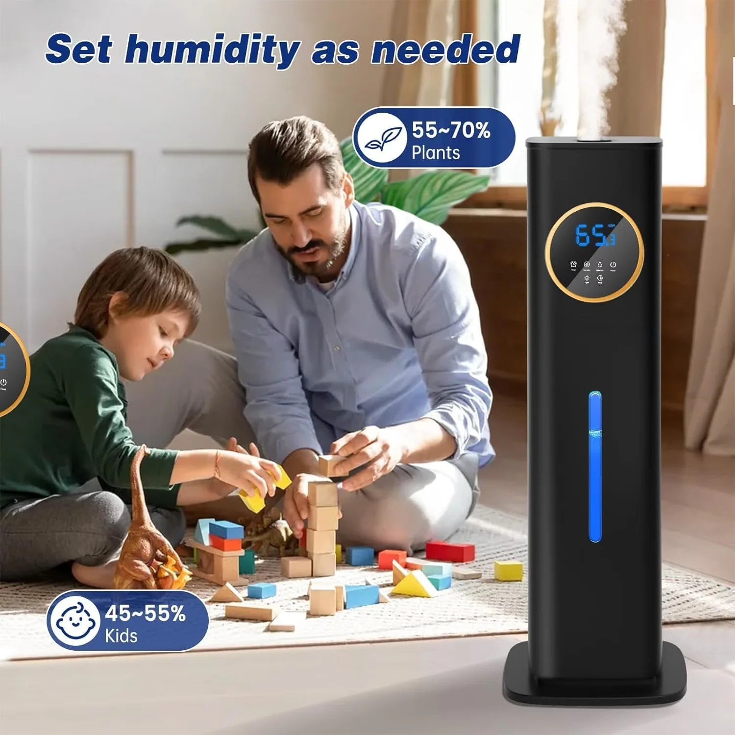 Humidifier Stylish with Water Level Indicator, Timer, Humidifiers - Black Model 73421C