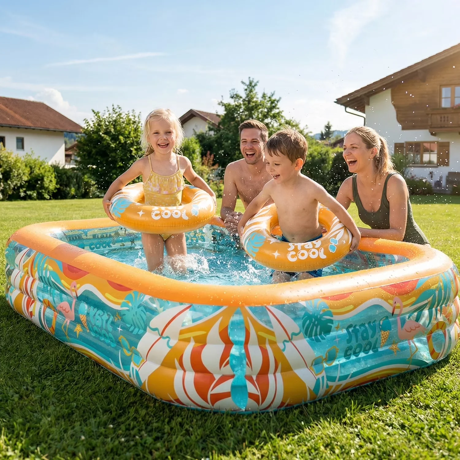 Inflatable Pool Efficient with Uv Resistant - Kids - Residential Grade Model DEB750