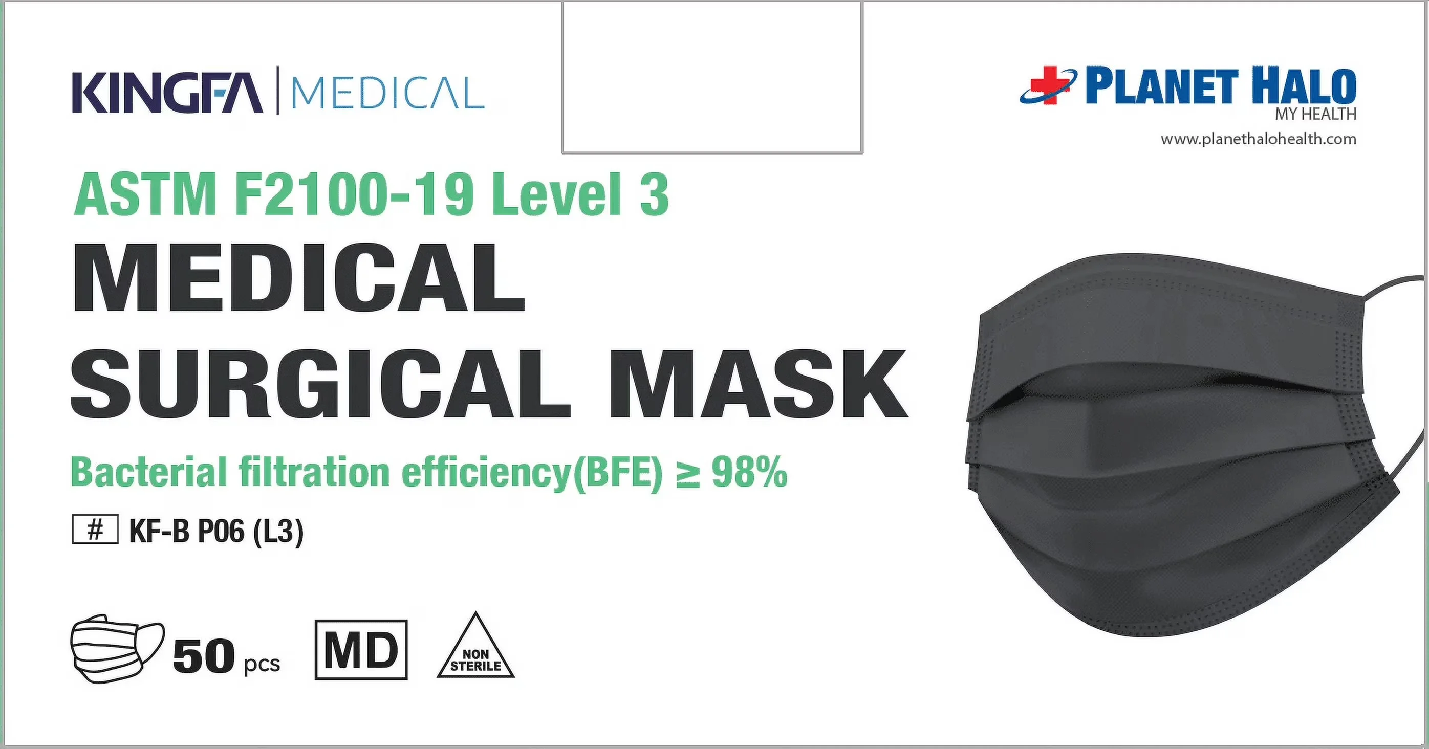 Protective Equipment Quality with Disposable, 3 Ply, KN95 Face Mask - Black Nonwoven Model 7A0E4C