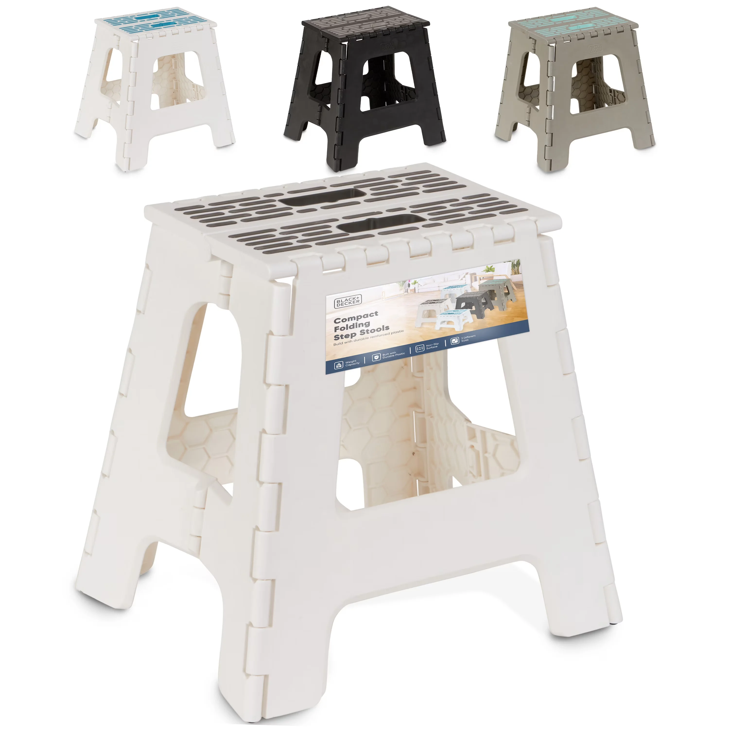 Ladders And Step Stool Professional with Foldable, Anti-Slip, Carbon Fiberglass Folding - Plastic Gray Model 609B49