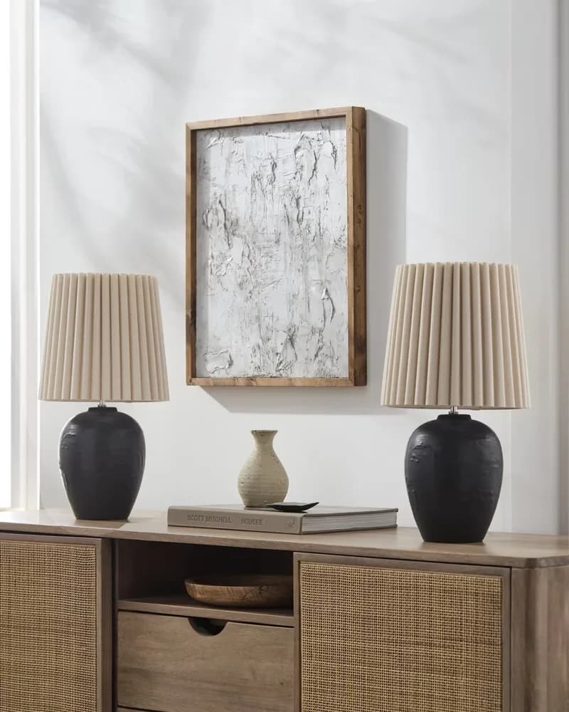 Lamp Set Reliable with Incandescent, Accent Lamps, Mako Traditional Accent Table - Black Ceramic Model E68088