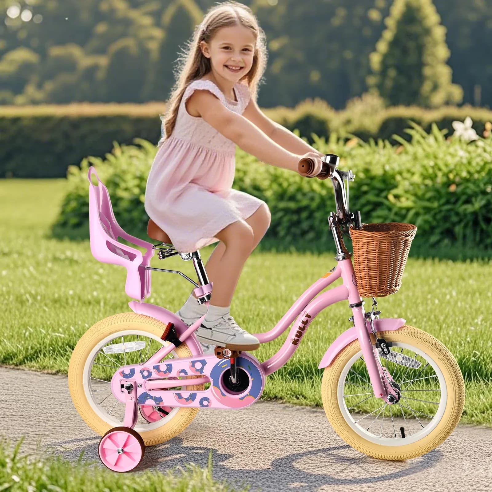 Professional Kids Bike with Adjustable Seat Height, Pink, Training Wheels - Pink Model 061C46