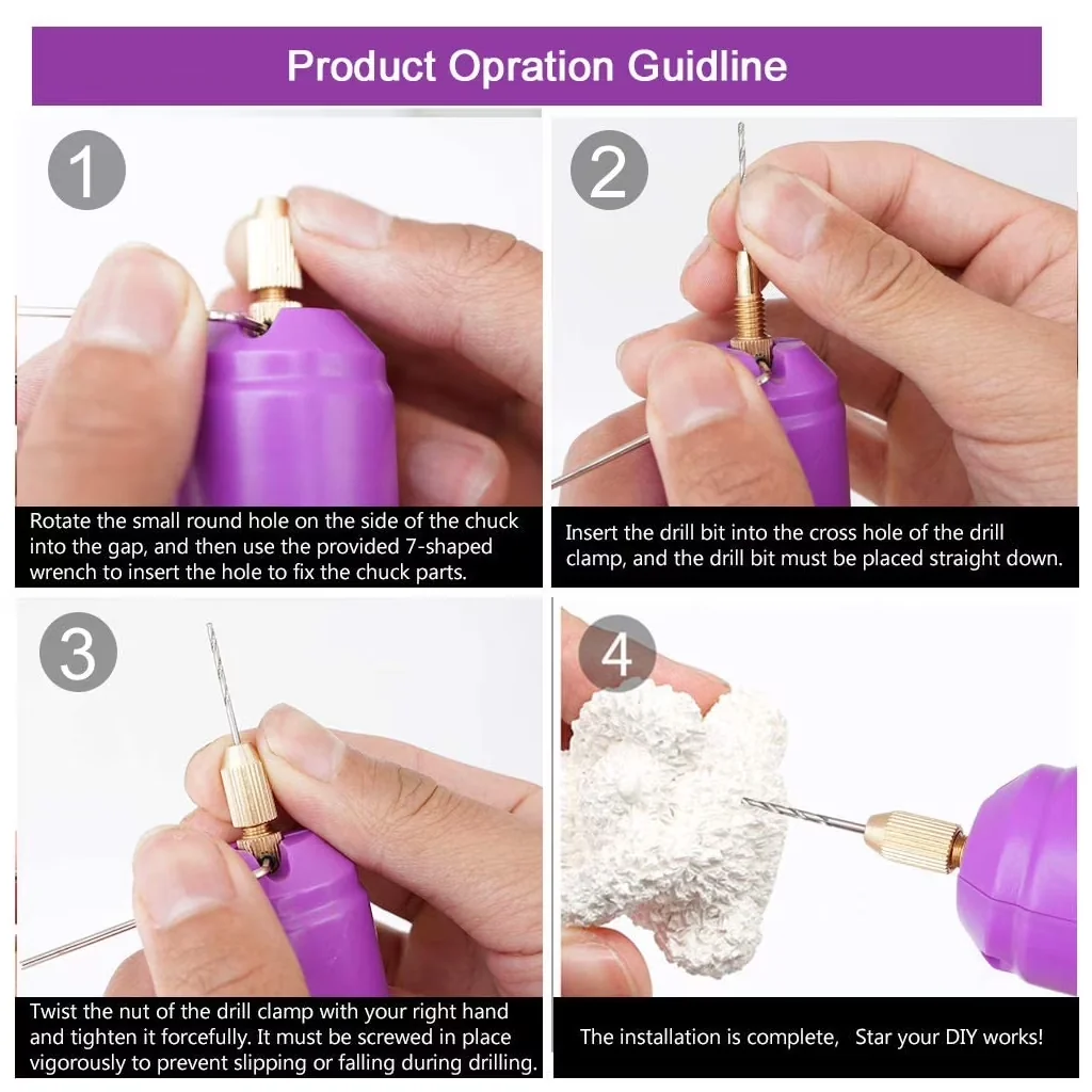 Classic Drills Driver with Handheld, L pins for screw and tighten up. - Purple 123 mm x 35 mm Model A62550