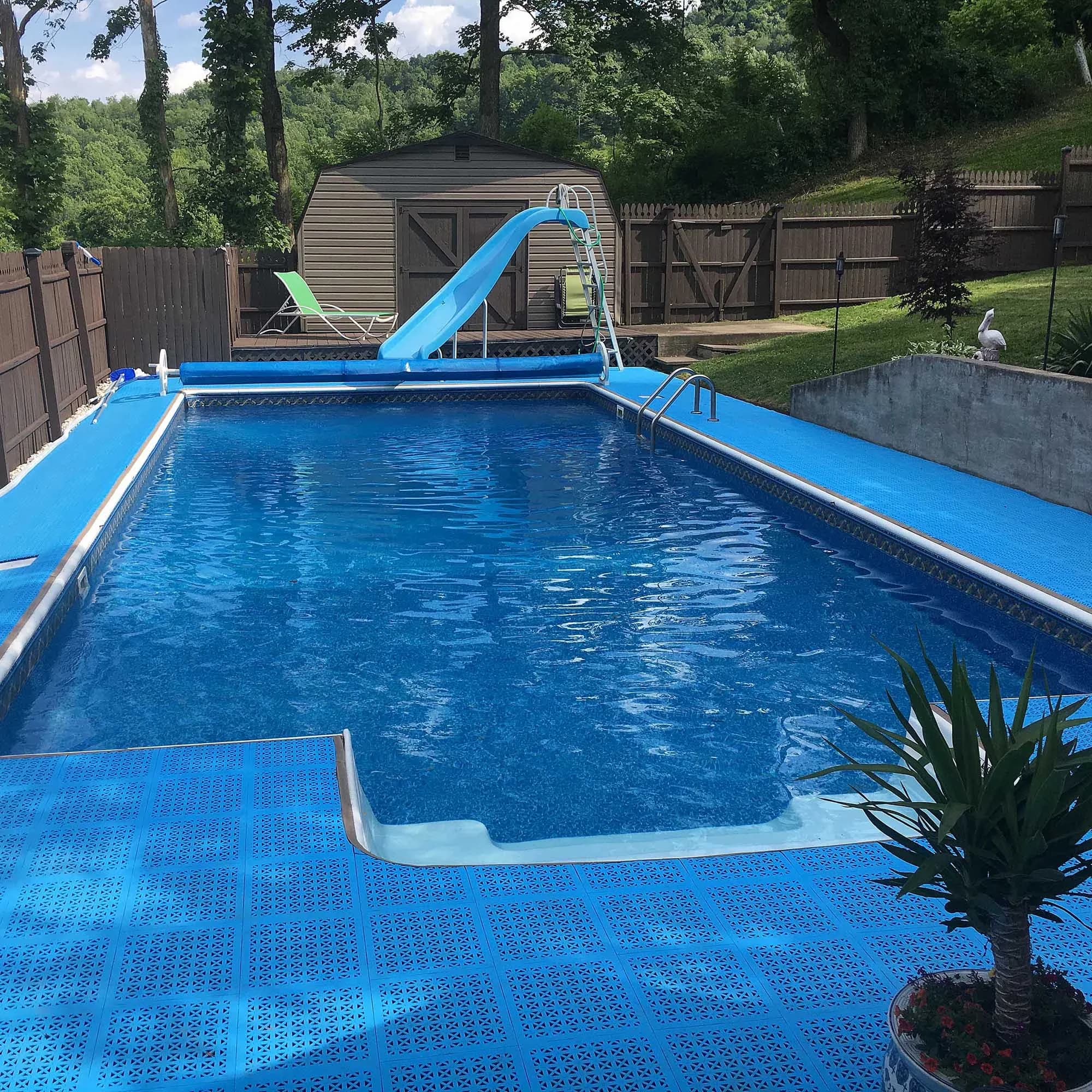 Essential Grey Vinyl Flooring Vinyl Plank Flooring with Interlocking, Deck and Pool Surround Floors Black - Pvc, Plastic Black Model 440513