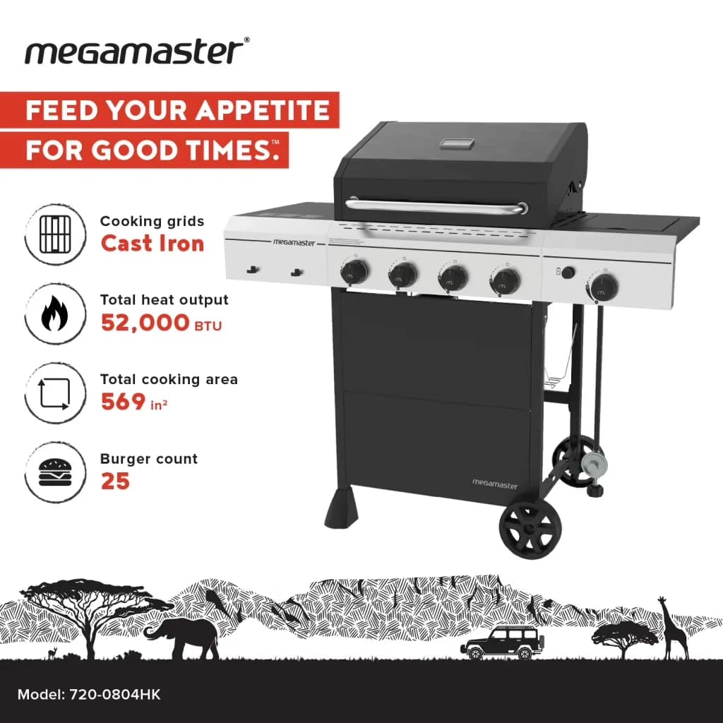 Efficient Gas Grill with Stainless Steel Panel, 568 SQ. In. Cooking Area - Stainless Steel for Outdoor Model 28F457