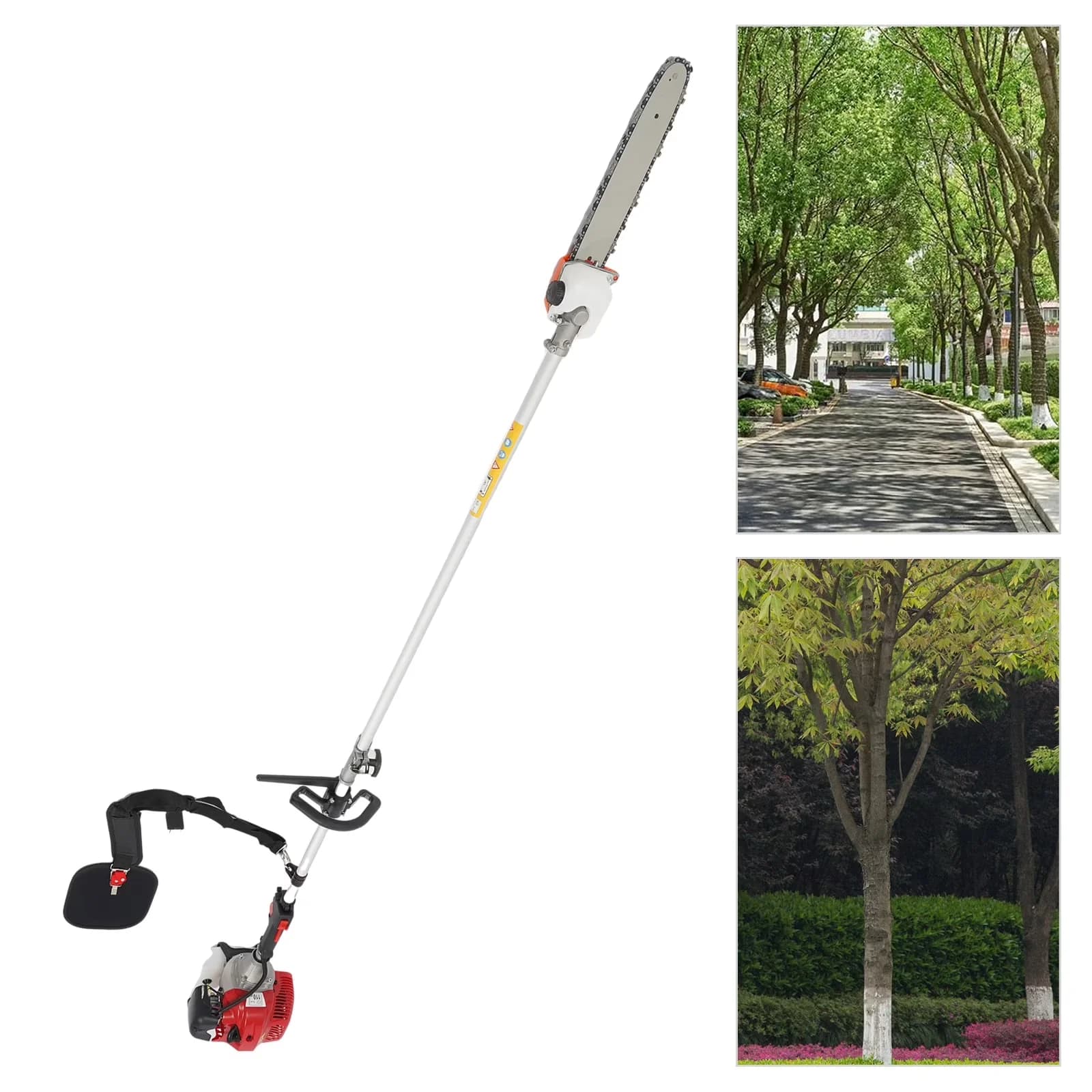 Pole Saw Sleek with Telescoping, Tree Branch Pruner, Retractable Long - Red Model ABEC77