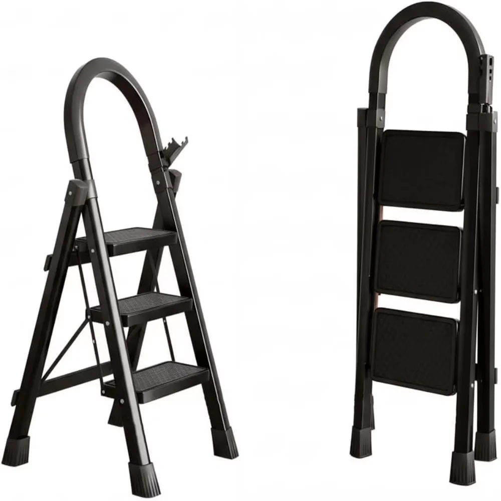 Quality Ladders And Step Stool with Foldable, Anti-Slip - Steel Black for Office Model 884A7E