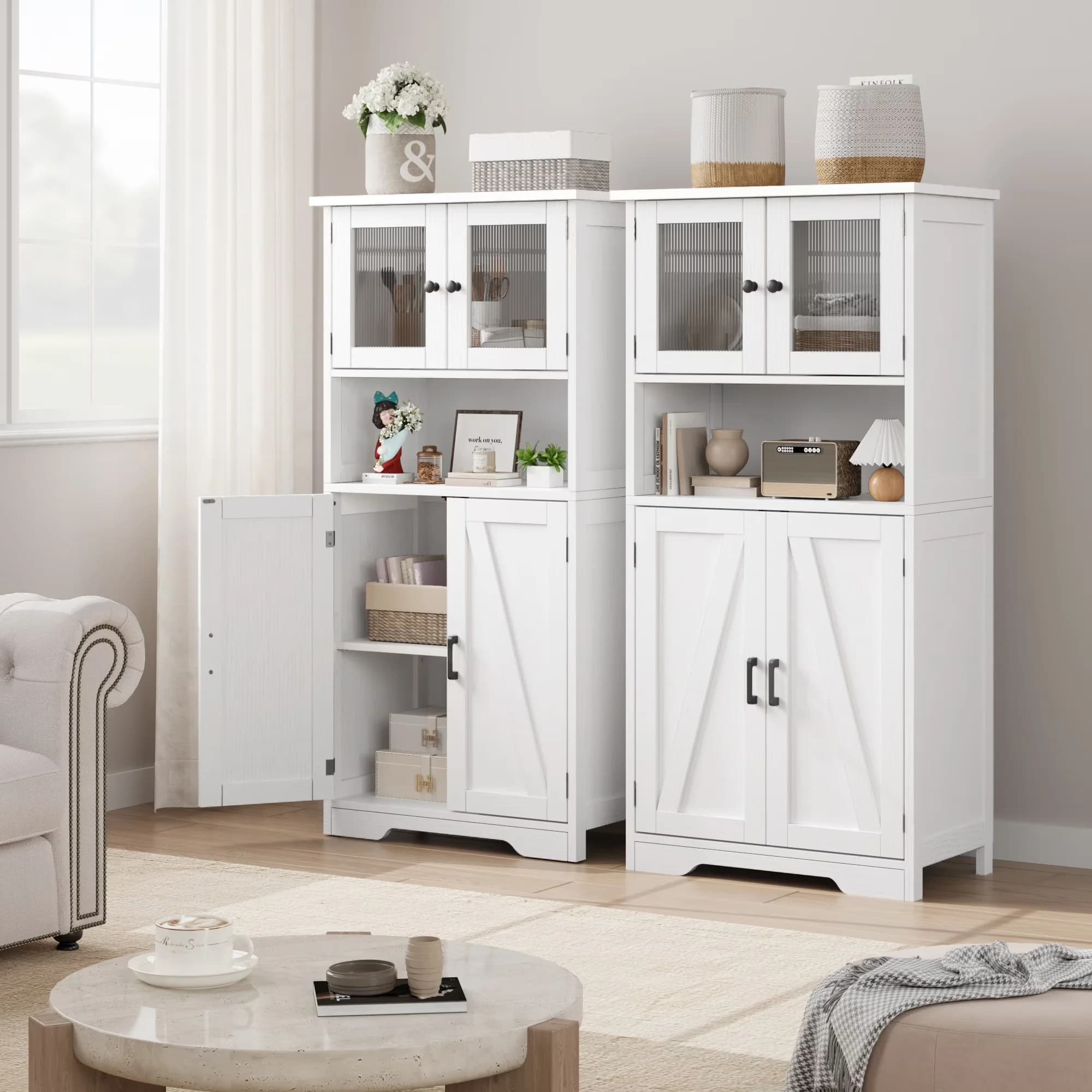 Kitchen Renovation Premium with Rustic/Lodge, Adjustable Shelves, Modern - White Custom for Living Room, Kitchen Model 663A8B