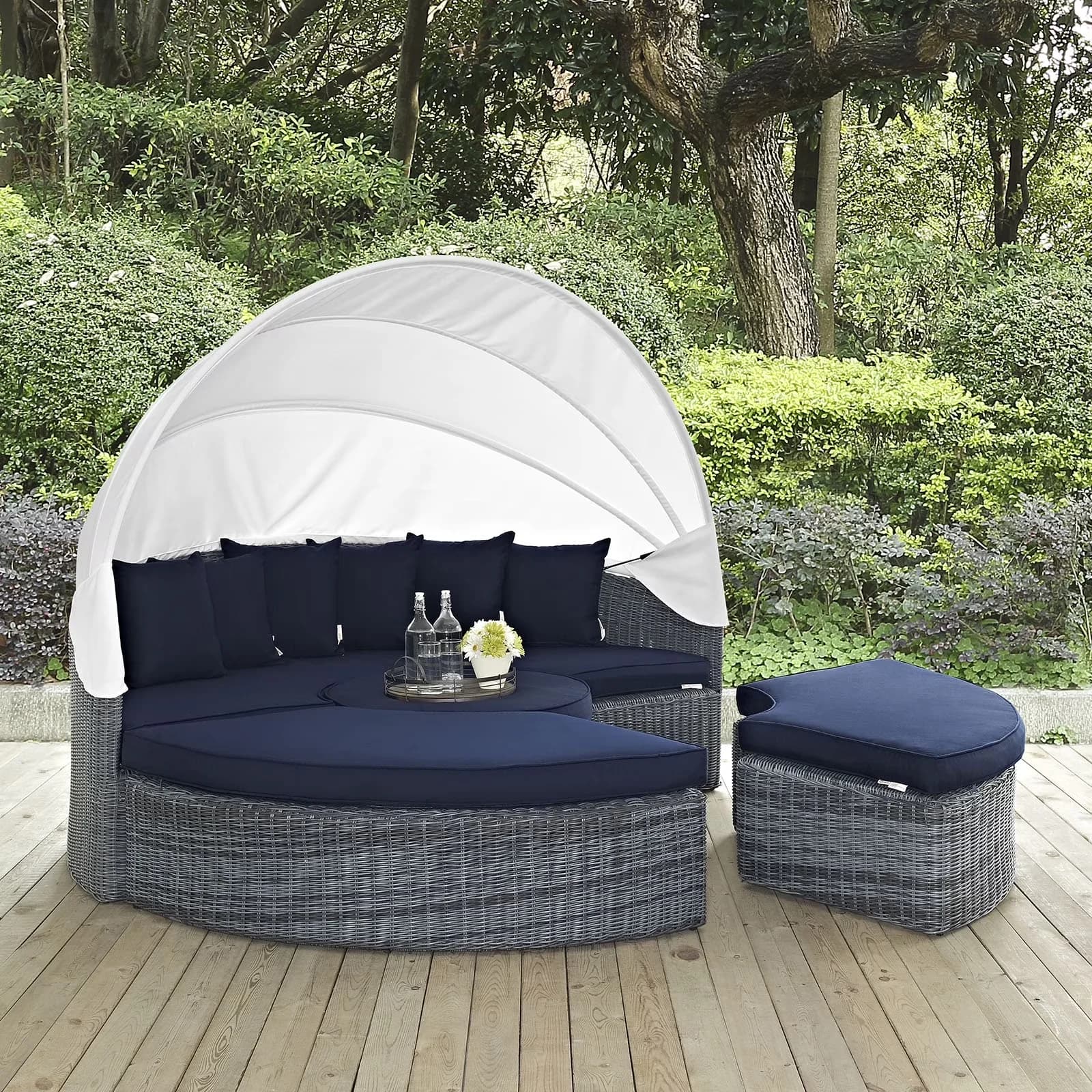 Efficient Outdoor Sofas Sectional with Water-Resistant - Rattan Blue Summon Model D6F7F2