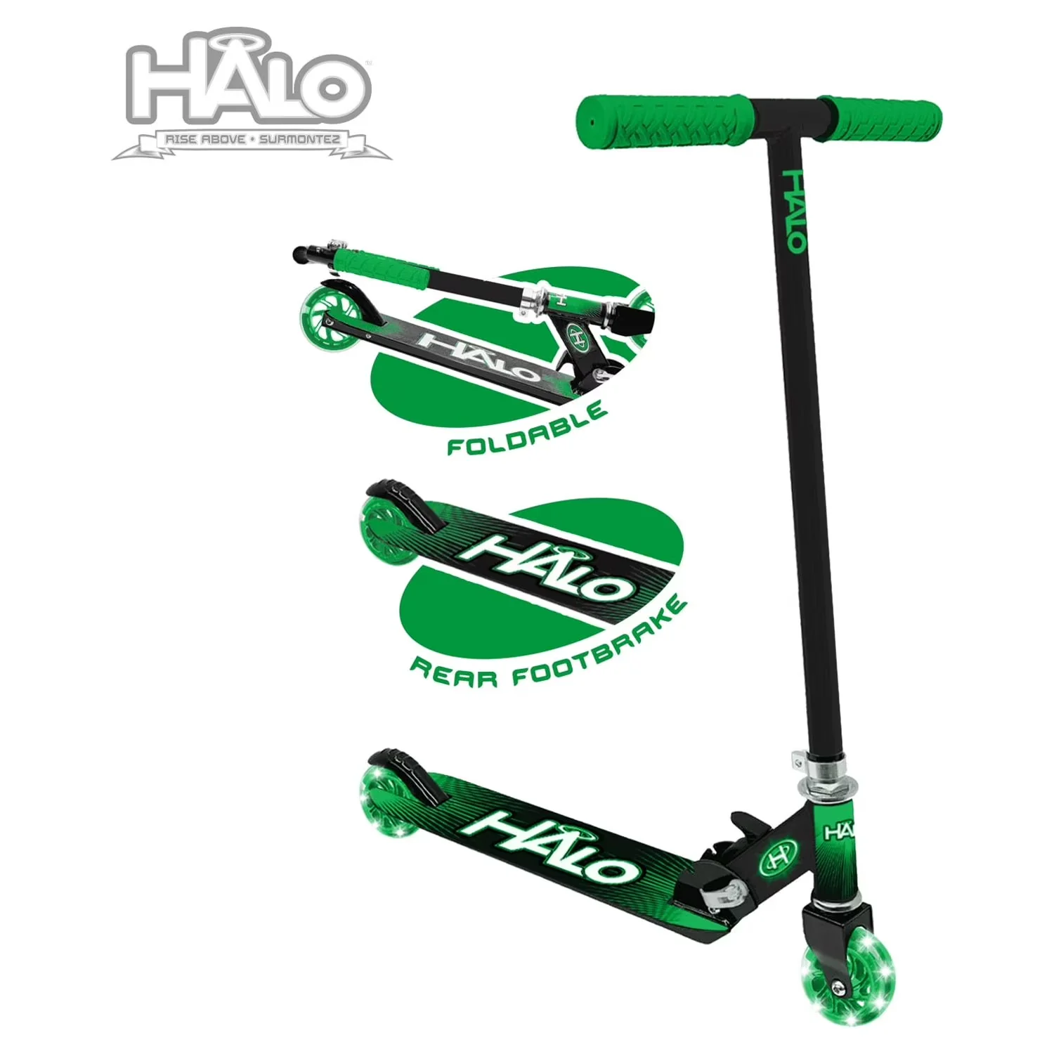Classic Scooter with Portable, Compact, Supreme Inline - Steel, Polyurethane Green Model 7A5493